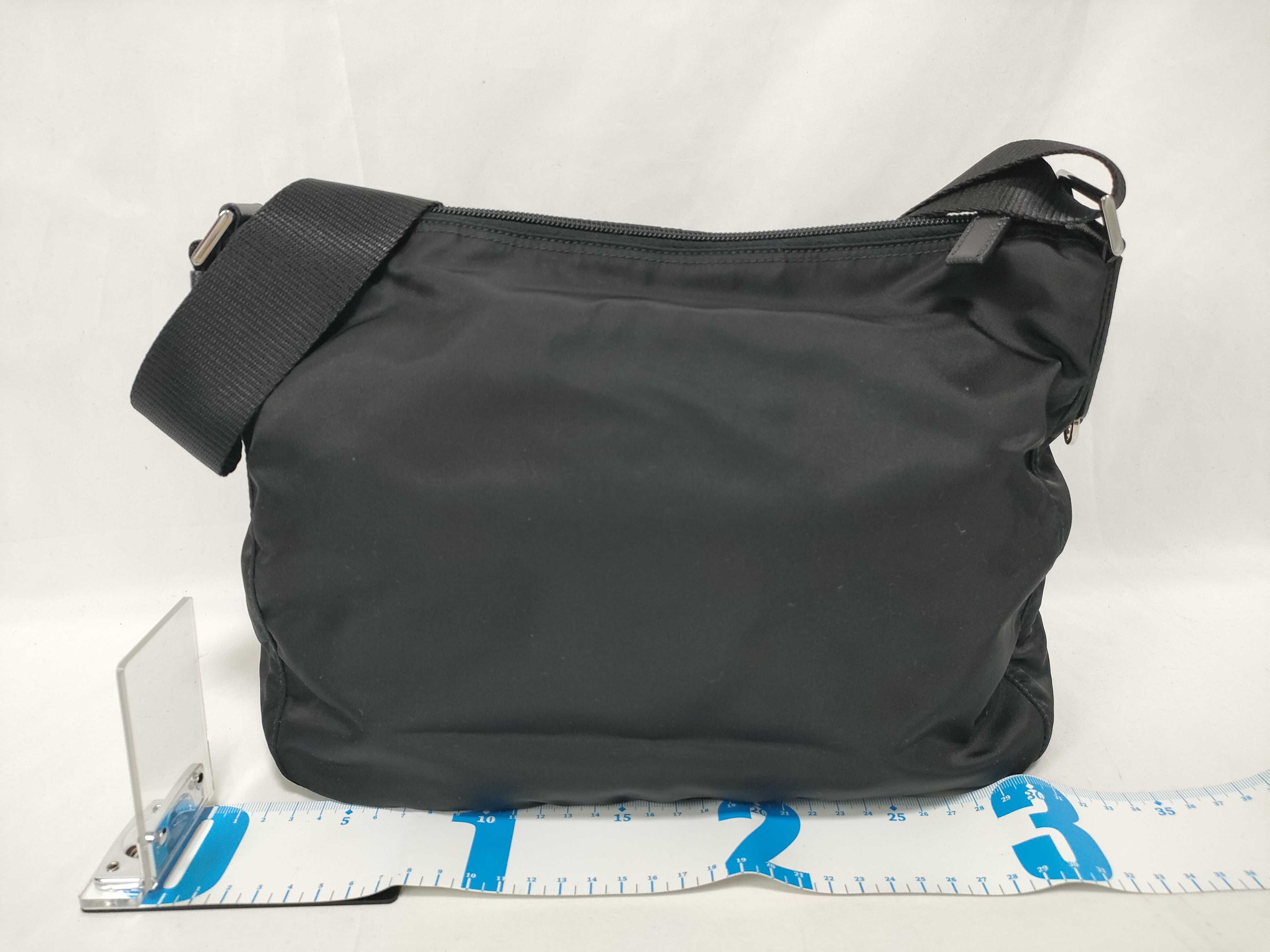(Prada) Current Model 1bc421 Saffiano Nylon Shoulder Bag with Triangle Logo — view 2