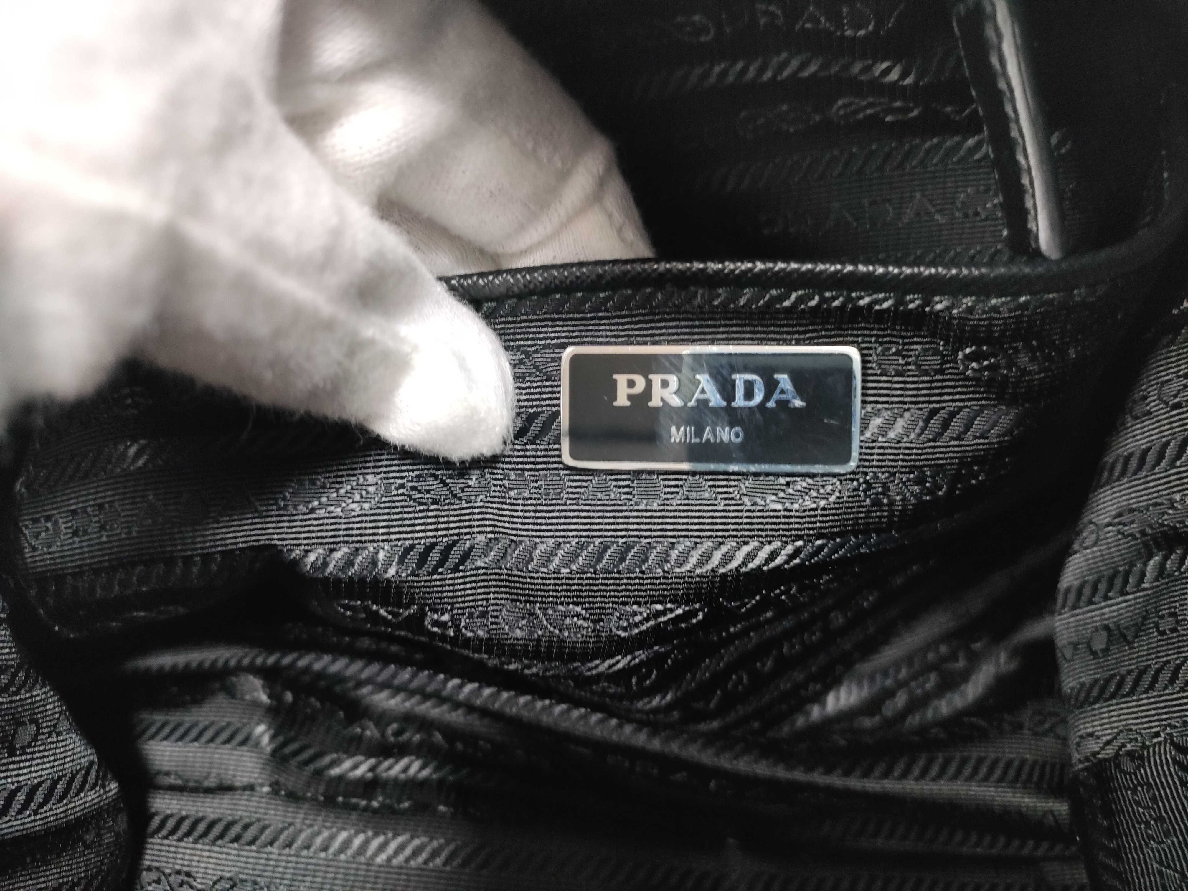 (Prada) Current Model 1bc421 Saffiano Nylon Shoulder Bag with Triangle Logo — view 14