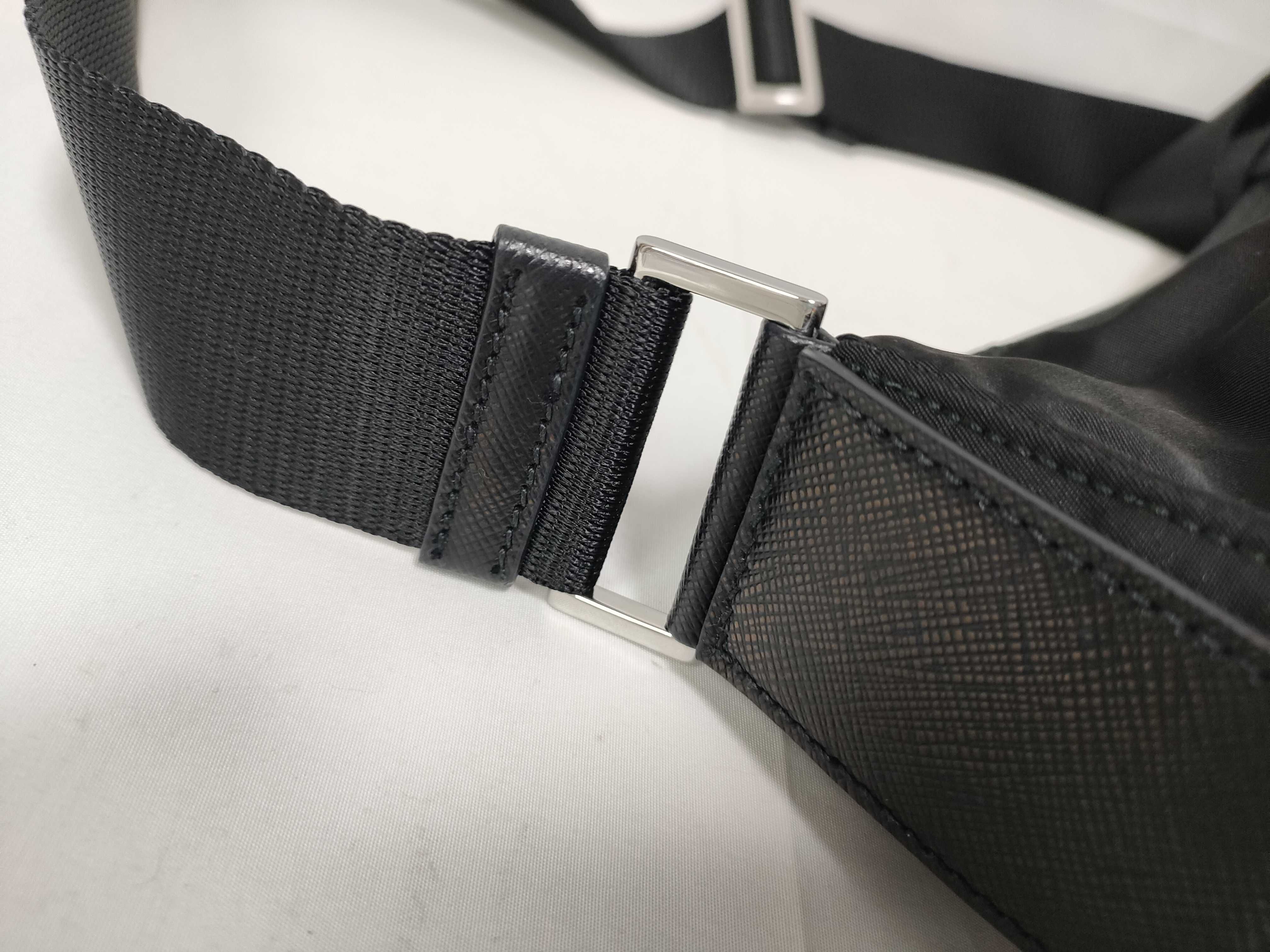 (Prada) Current Model 1bc421 Saffiano Nylon Shoulder Bag with Triangle Logo — view 6