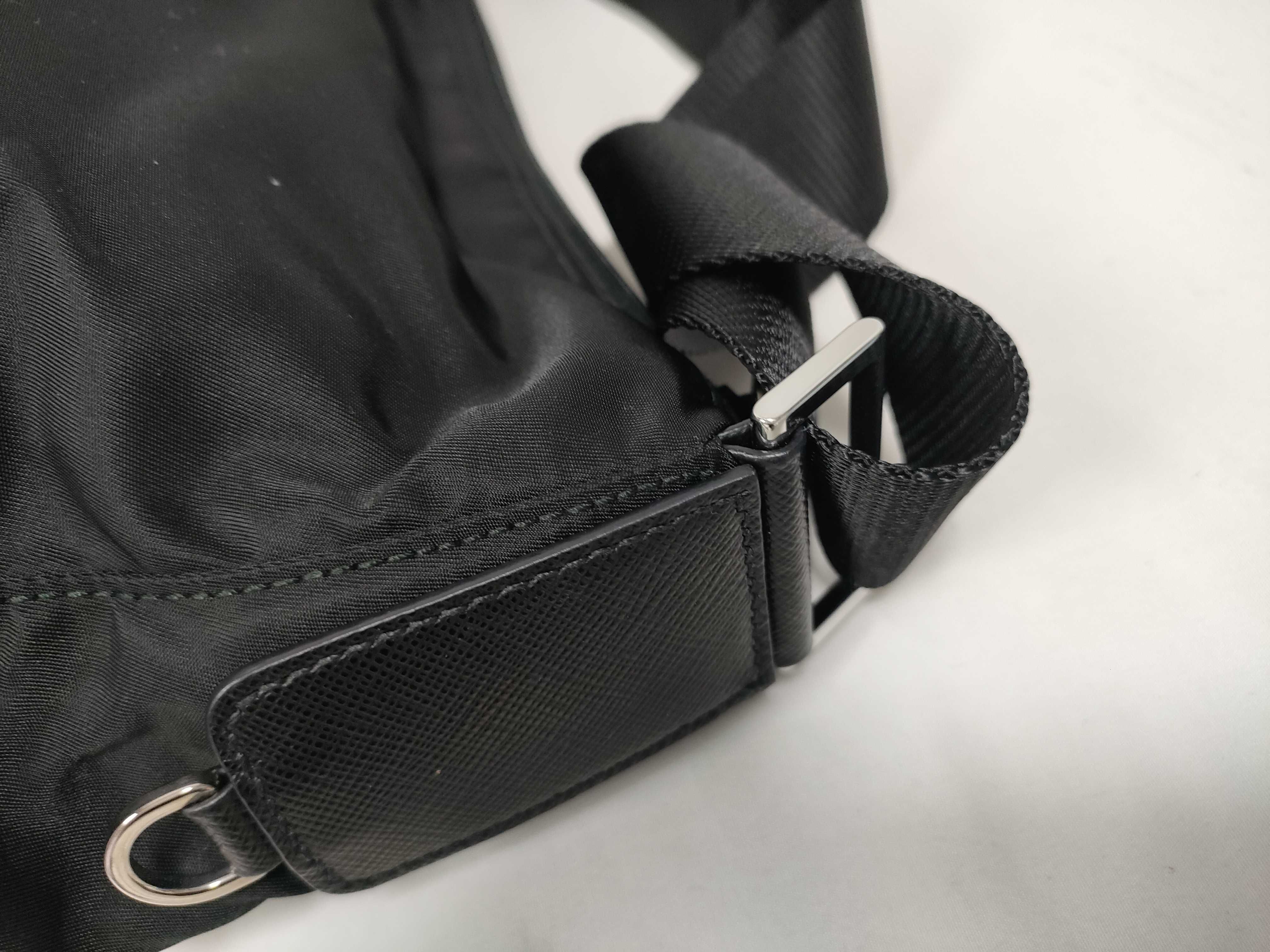 (Prada) Current Model 1bc421 Saffiano Nylon Shoulder Bag with Triangle Logo — view 7