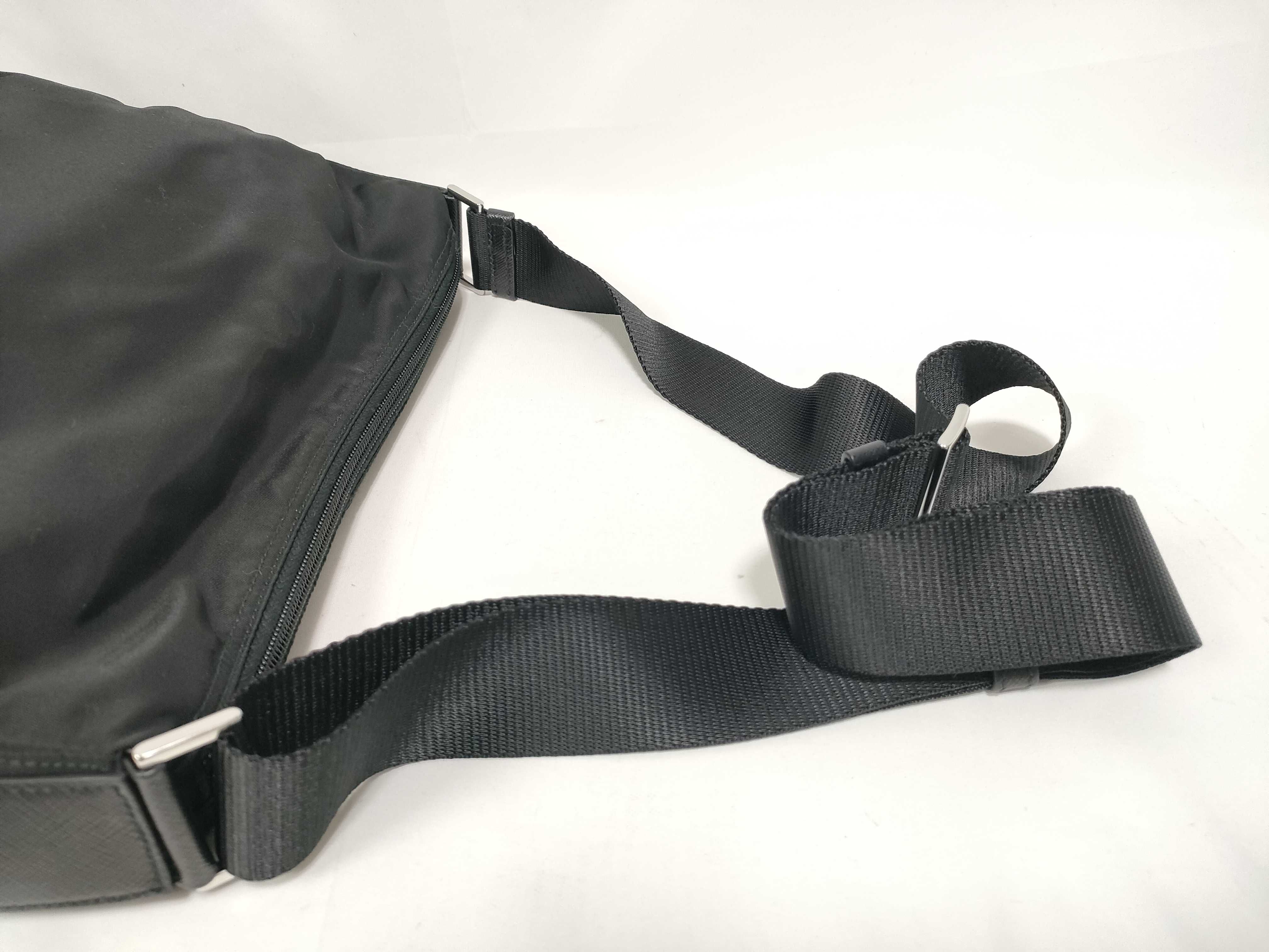 (Prada) Current Model 1bc421 Saffiano Nylon Shoulder Bag with Triangle Logo — view 9