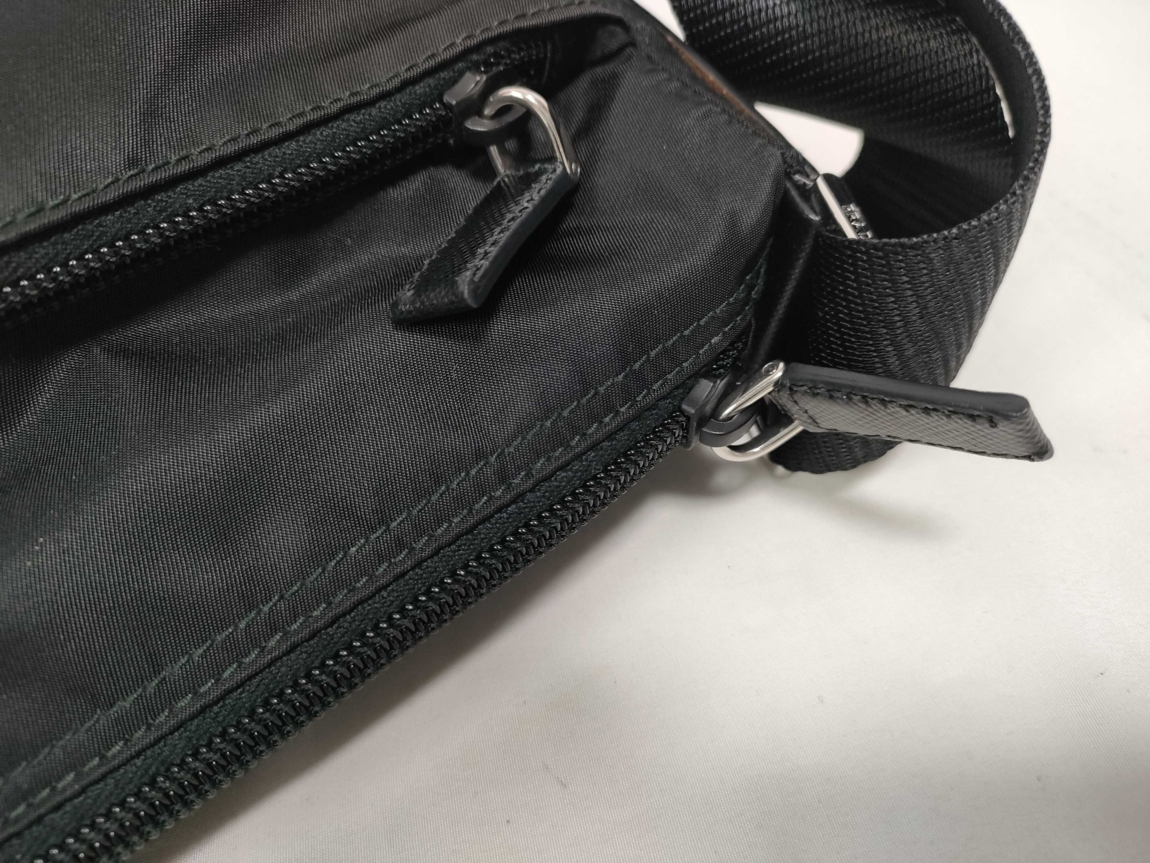(Prada) Current Model 1bc421 Saffiano Nylon Shoulder Bag with Triangle Logo — view 10