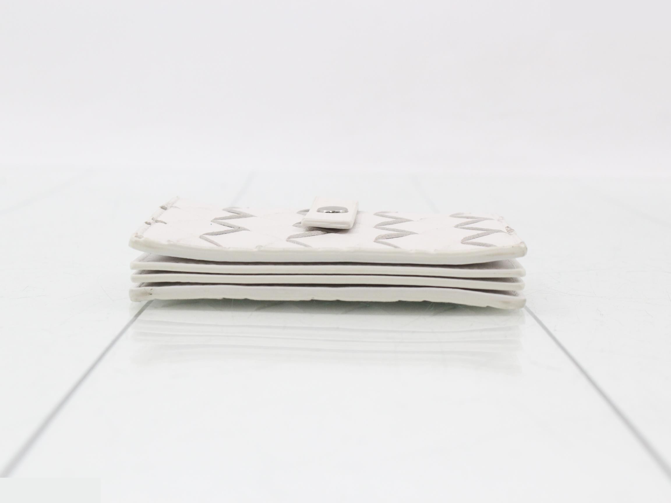 Intrecciato Card Case, White — view 3