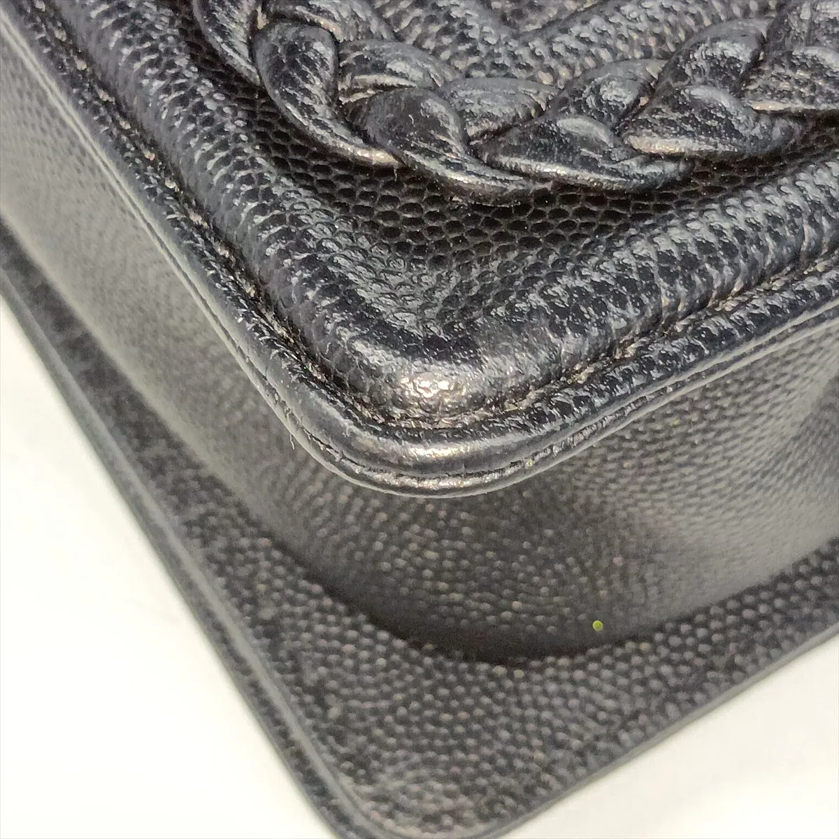 Boy Chanel 20 Small Caviar Skin Chain Shoulder Bag, Chevron V-stitch, Black, Gold Hardware, 25088817, Serial Number 25-series, A67085 — view 12