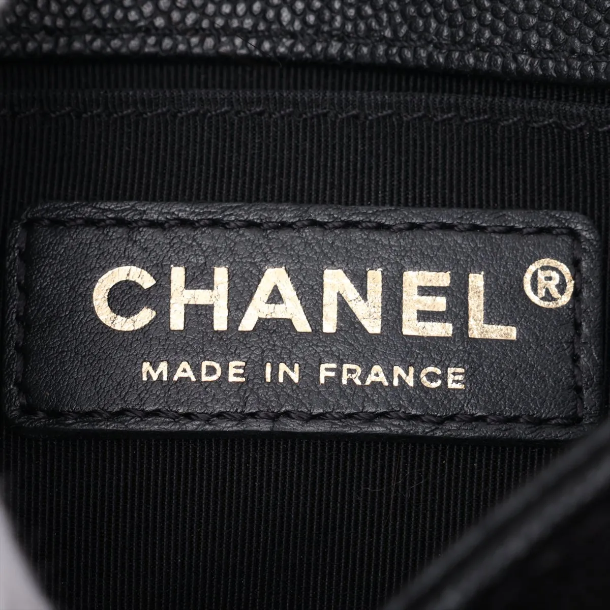 Boy Chanel 20 Small Caviar Skin Chain Shoulder Bag, Chevron V-stitch, Black, Gold Hardware, 25088817, Serial Number 25-series, A67085 — view 8