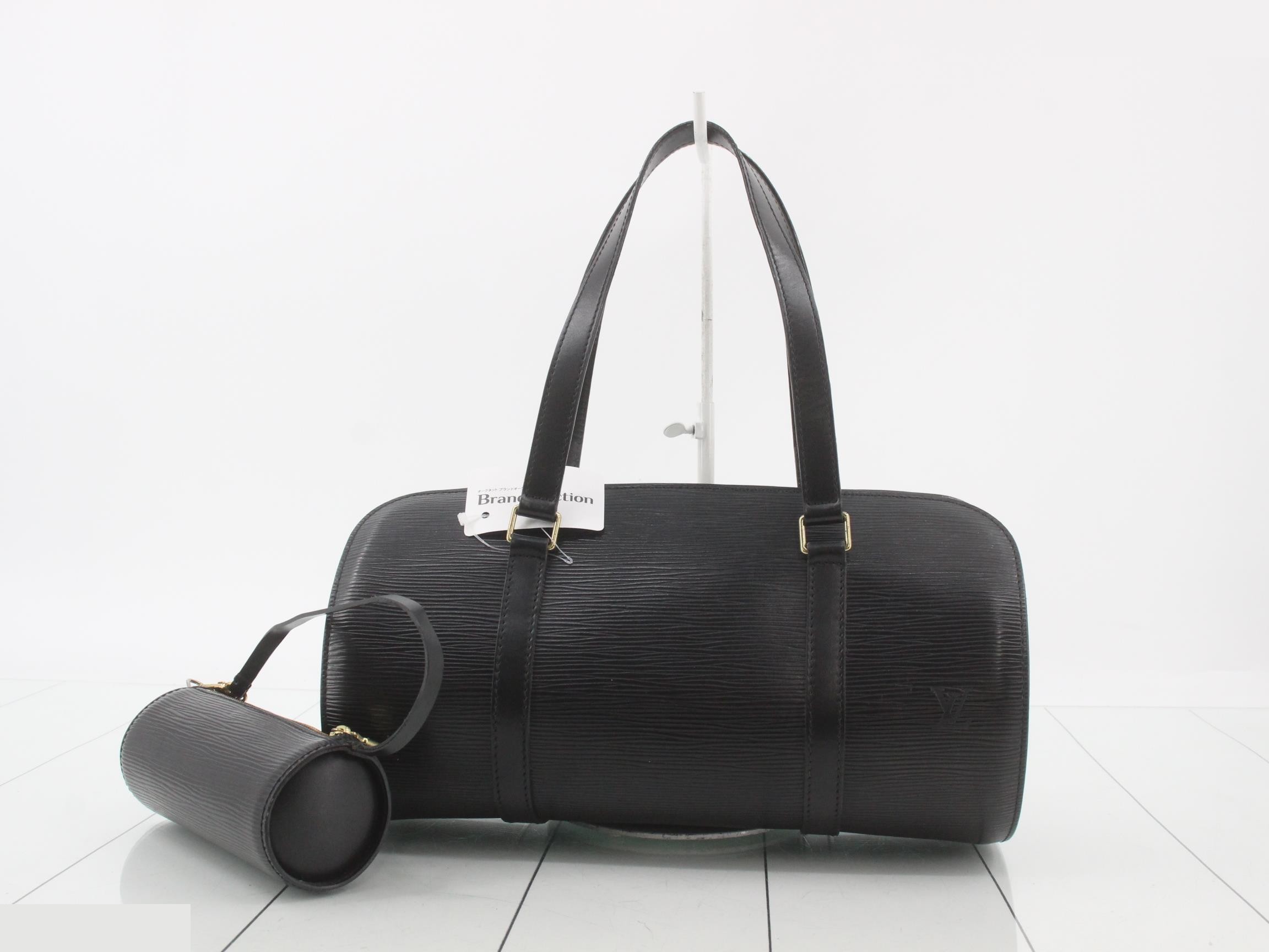 Papillon Epi Leather Handbag with Child Design, Black