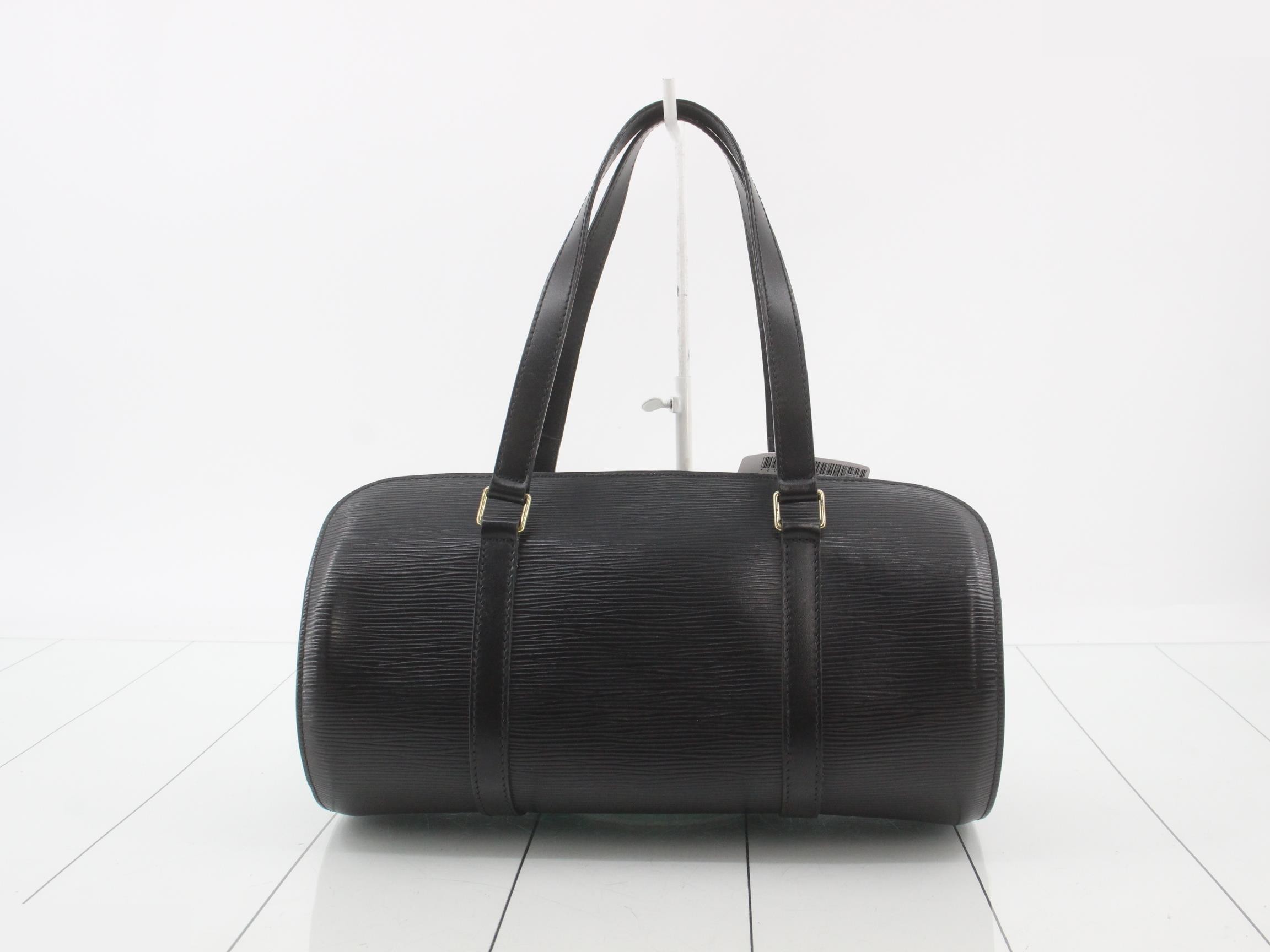Papillon Epi Leather Handbag with Child Design, Black — view 2
