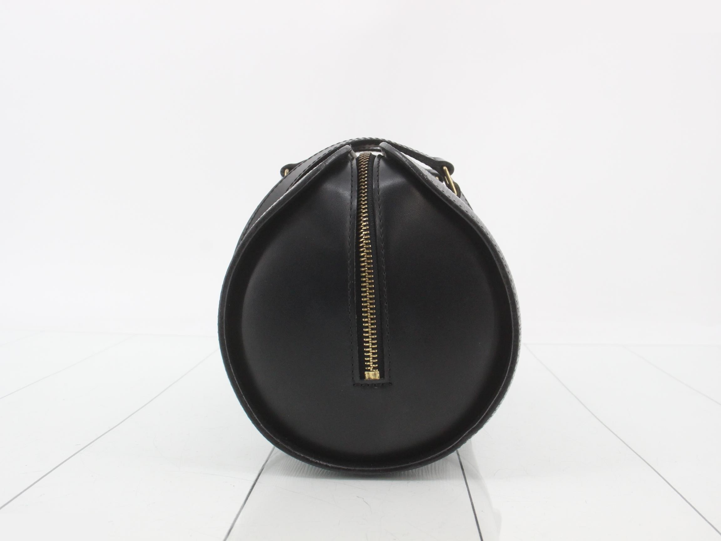 Papillon Epi Leather Handbag with Child Design, Black — view 3