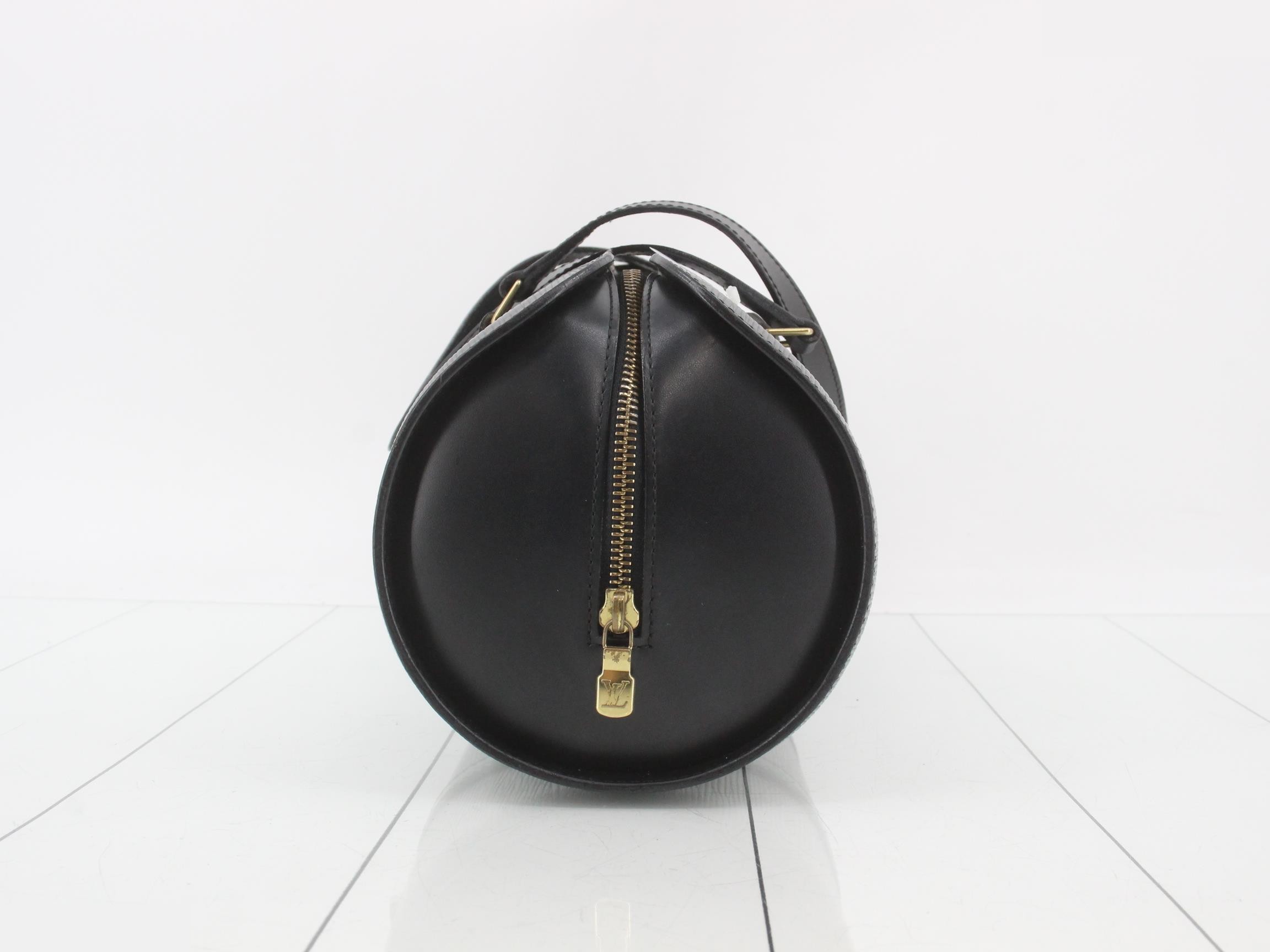 Papillon Epi Leather Handbag with Child Design, Black — view 4