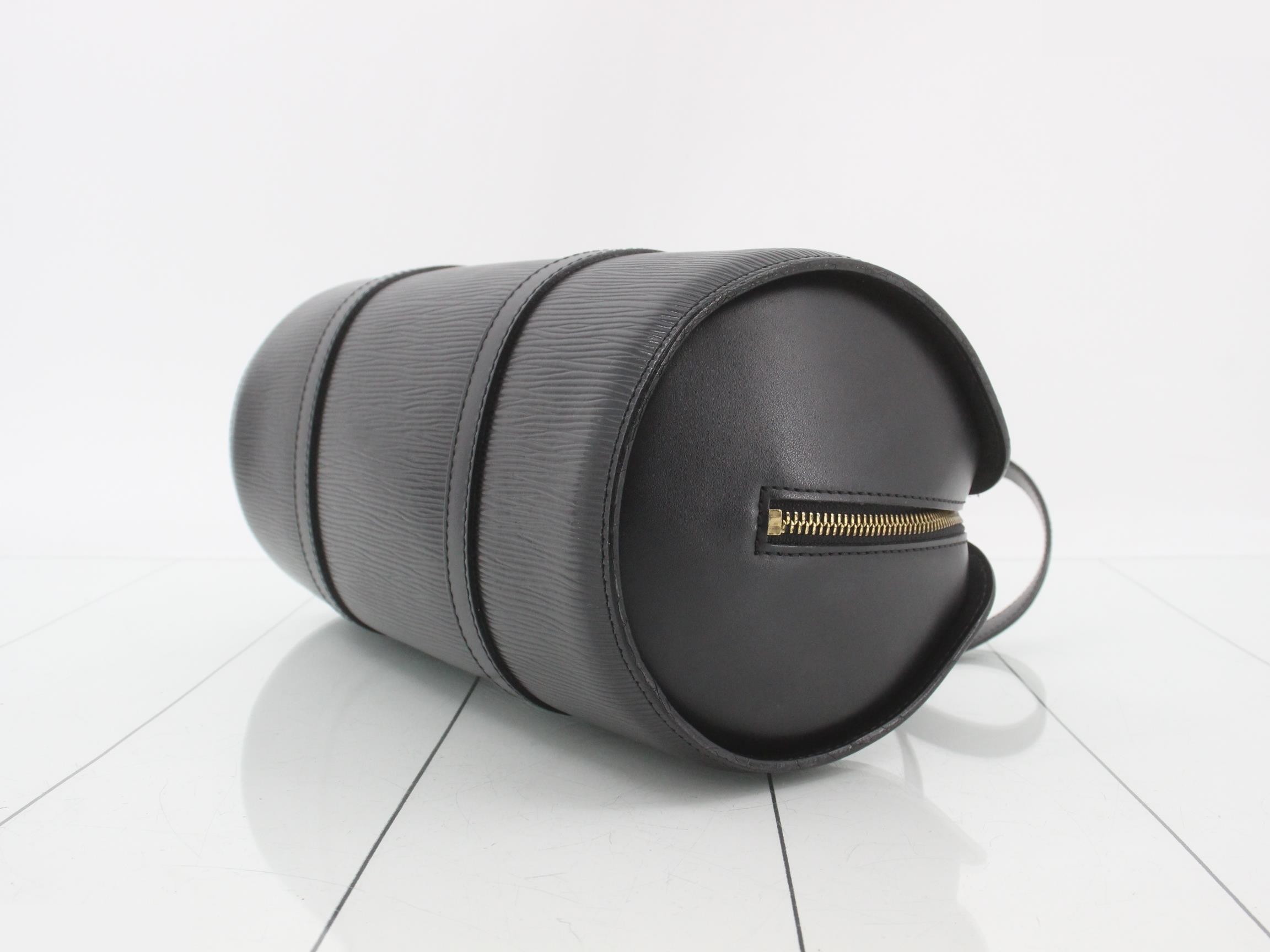 Papillon Epi Leather Handbag with Child Design, Black — view 6