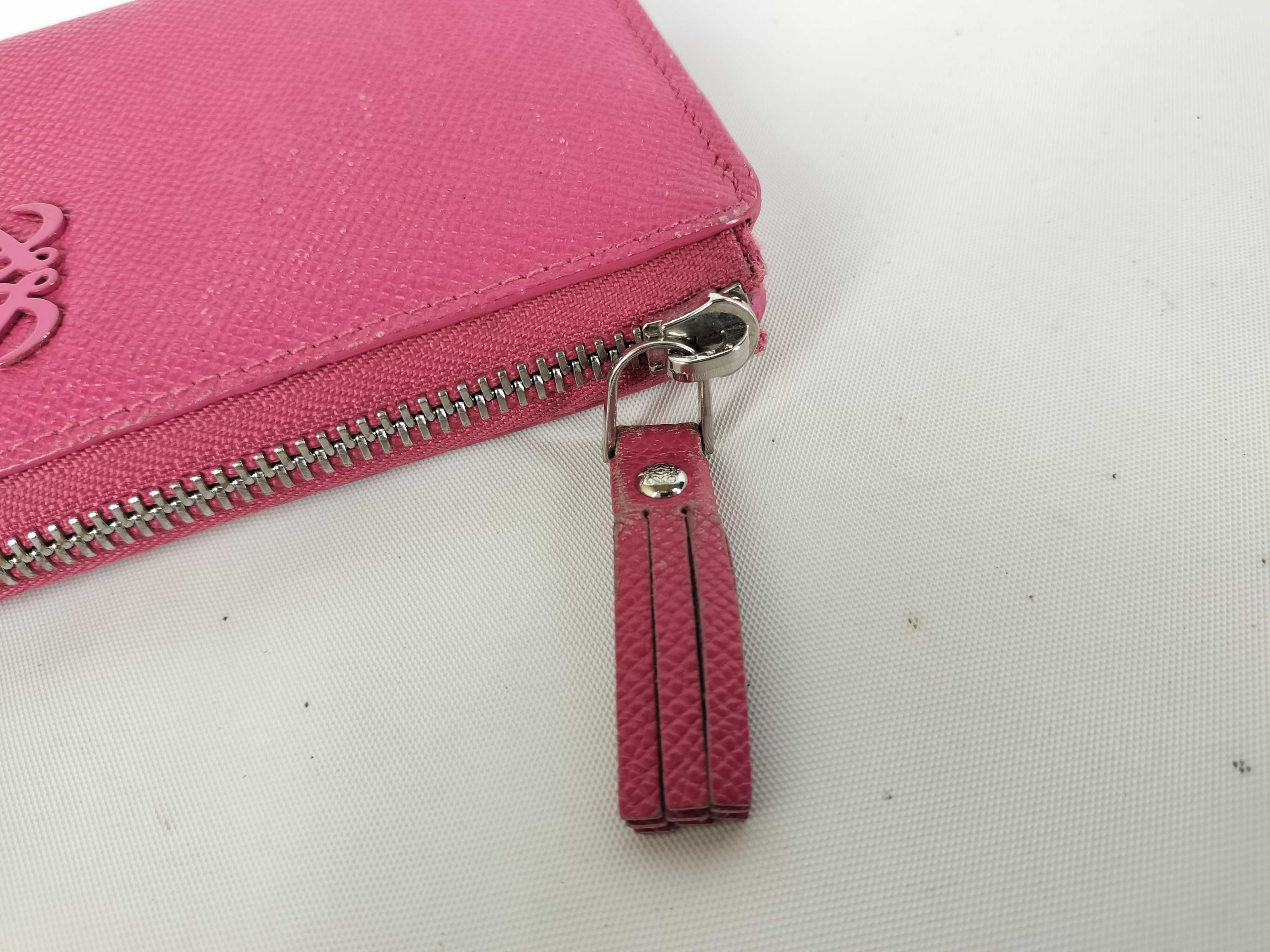long leather wallet, pink, anagram design. — view 6