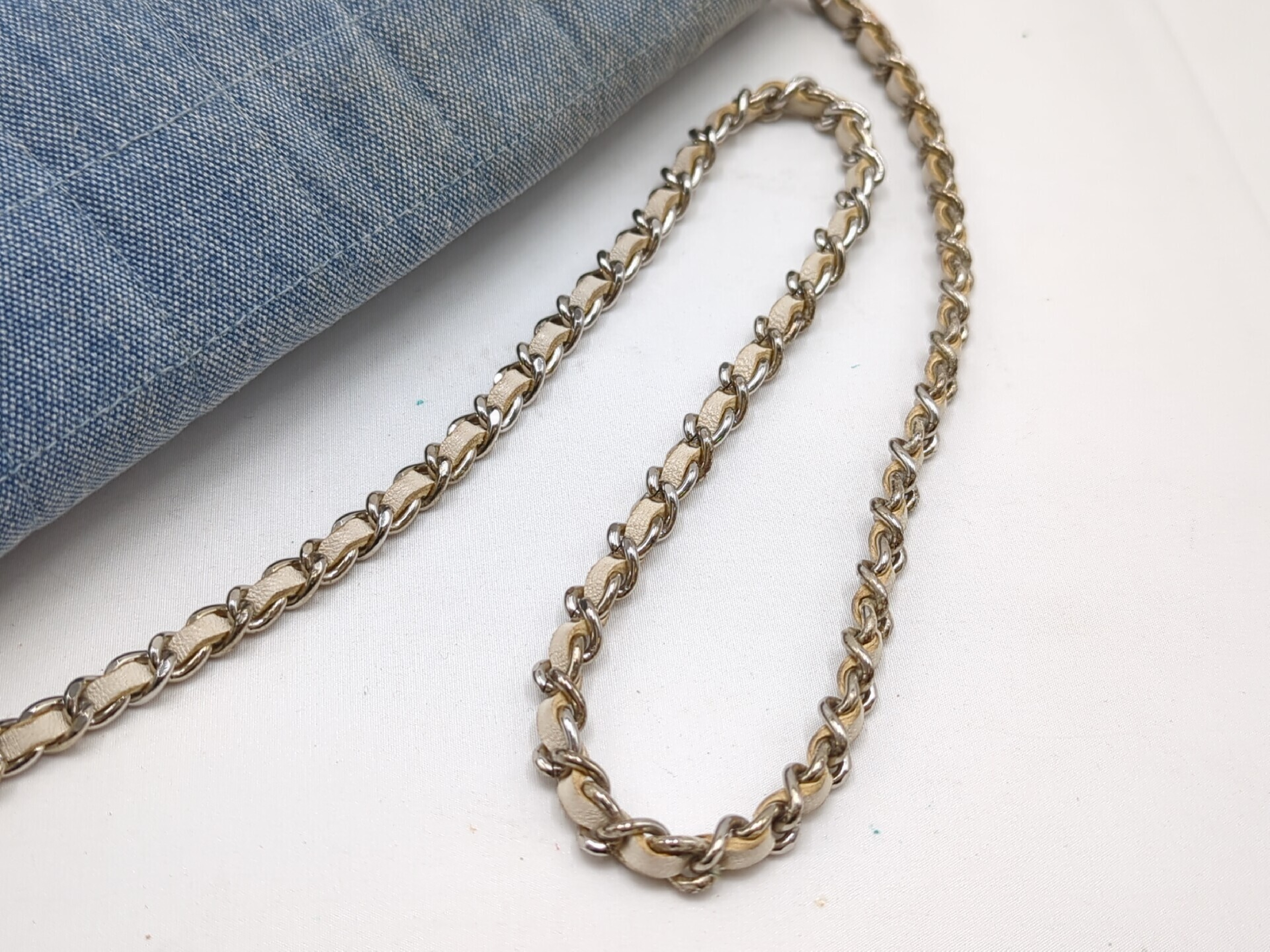 Denim Chocolate Bar Chain Shoulder Bag (No. 7) — view 6