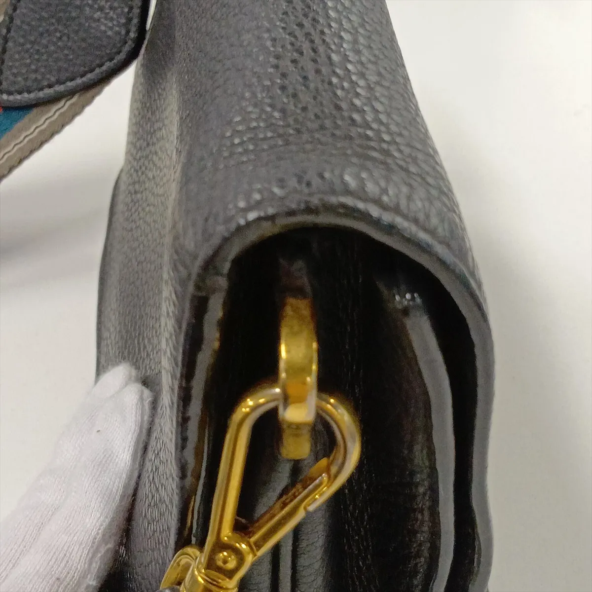 Leather Shoulder Bag, Black — view 11