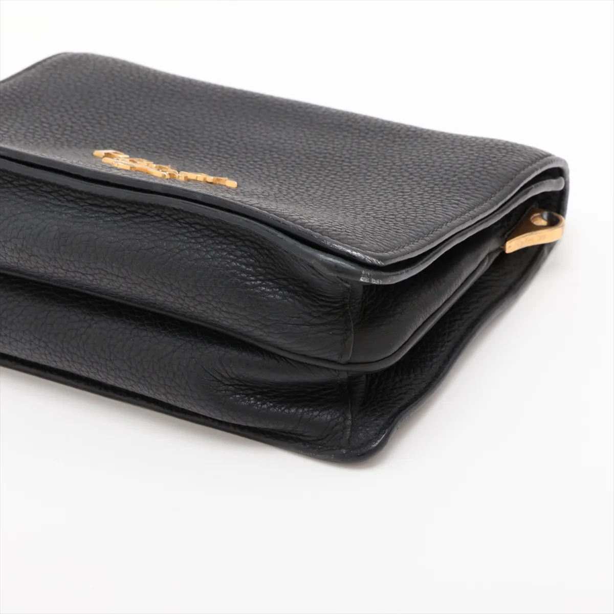 Leather Shoulder Bag, Black — view 3