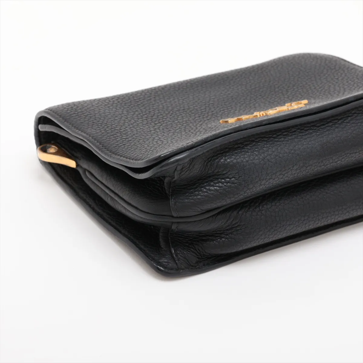 Leather Shoulder Bag, Black — view 4