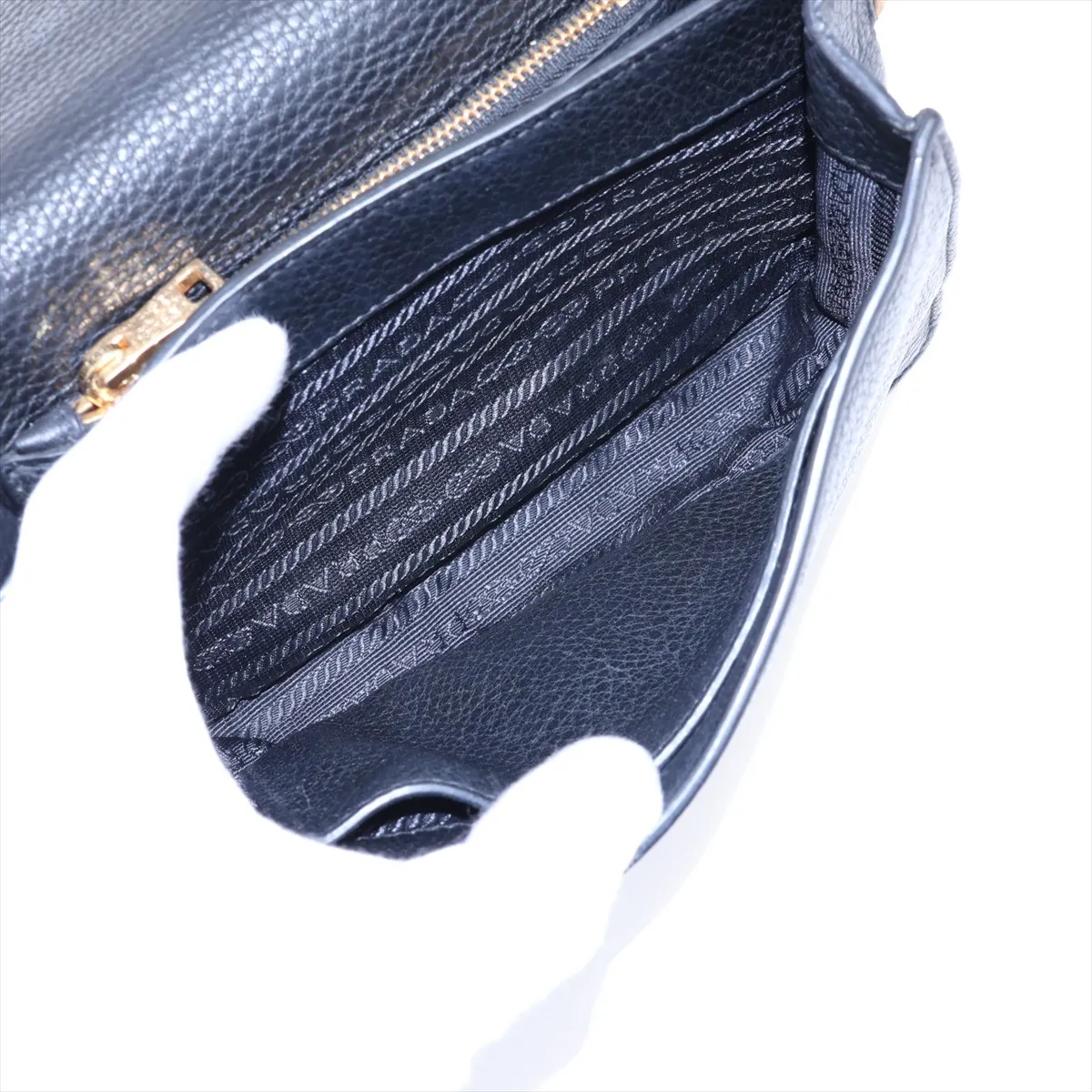 Leather Shoulder Bag, Black — view 6