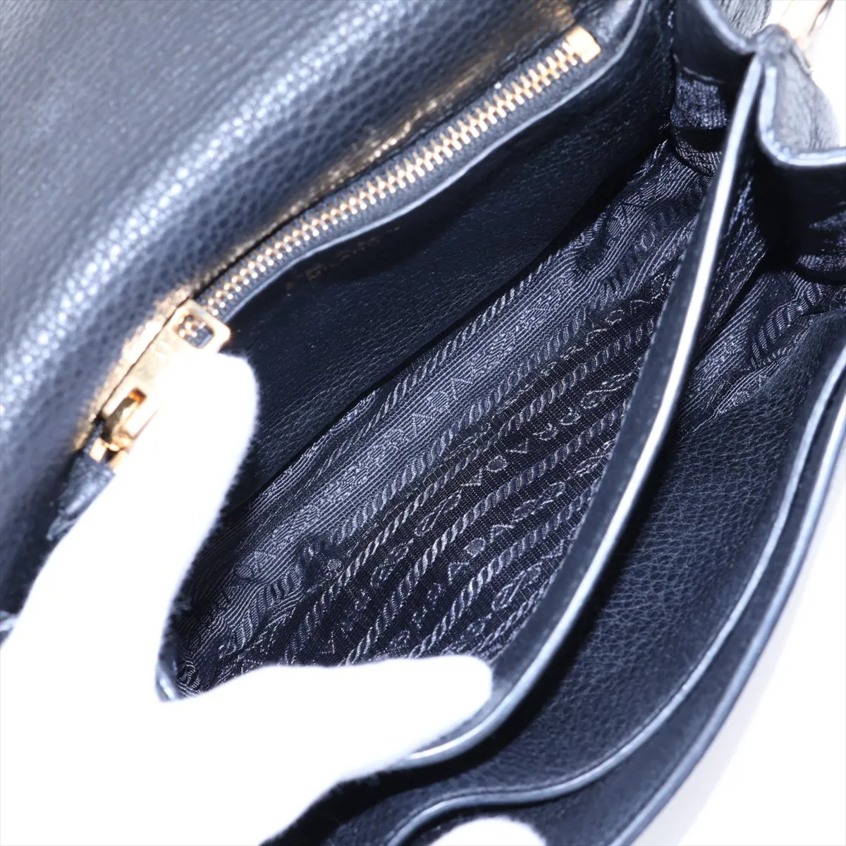 Leather Shoulder Bag, Black — view 7