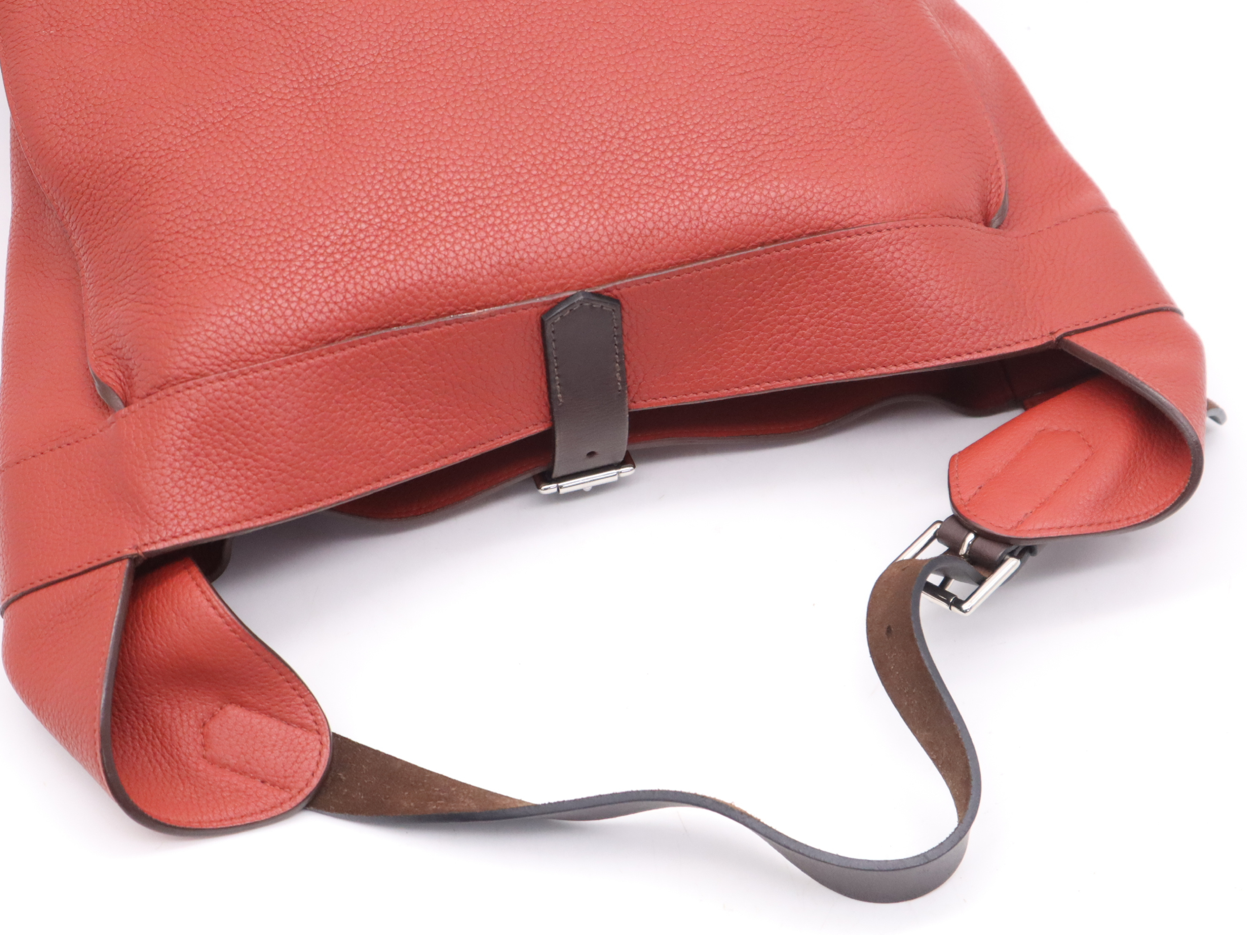 Taurillon Clemence Marwari GM Tote Bag, Red/Dark Brown, Silver Hardware, with Dust Bag, M Stamp, 2009 — view 6