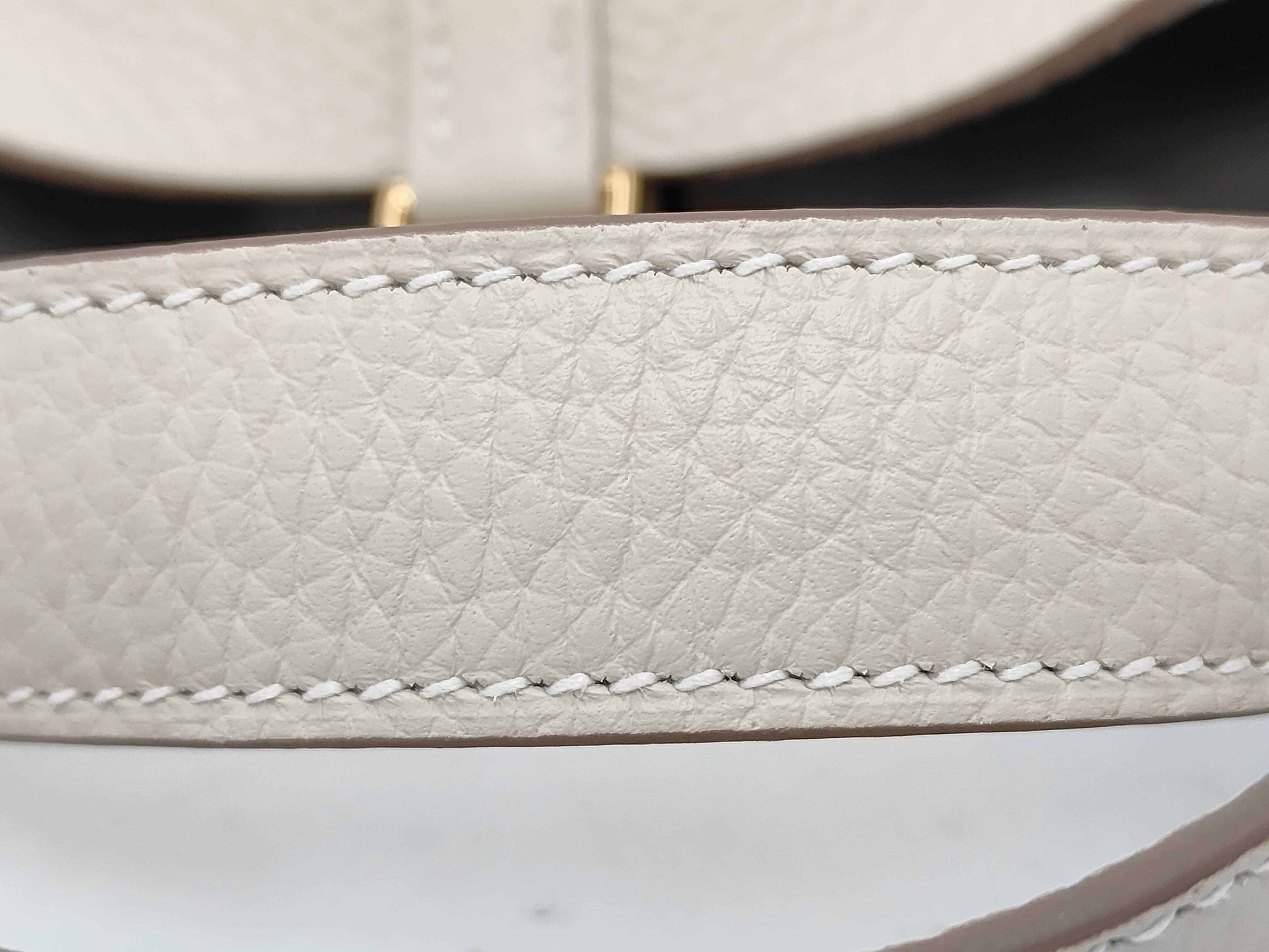 Picotin Lock 18, cream-colored, Taurillon Clemence leather, gold hardware, G stamp, handbag — view 4