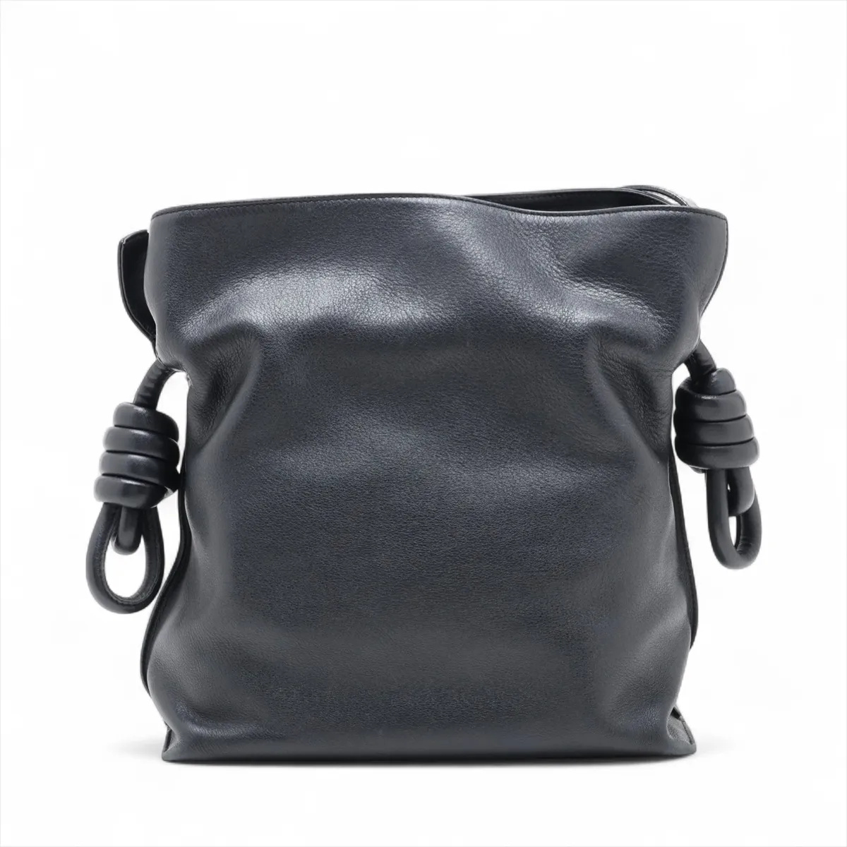 Flamenco Knot Leather Shoulder Bag, Black — view 2
