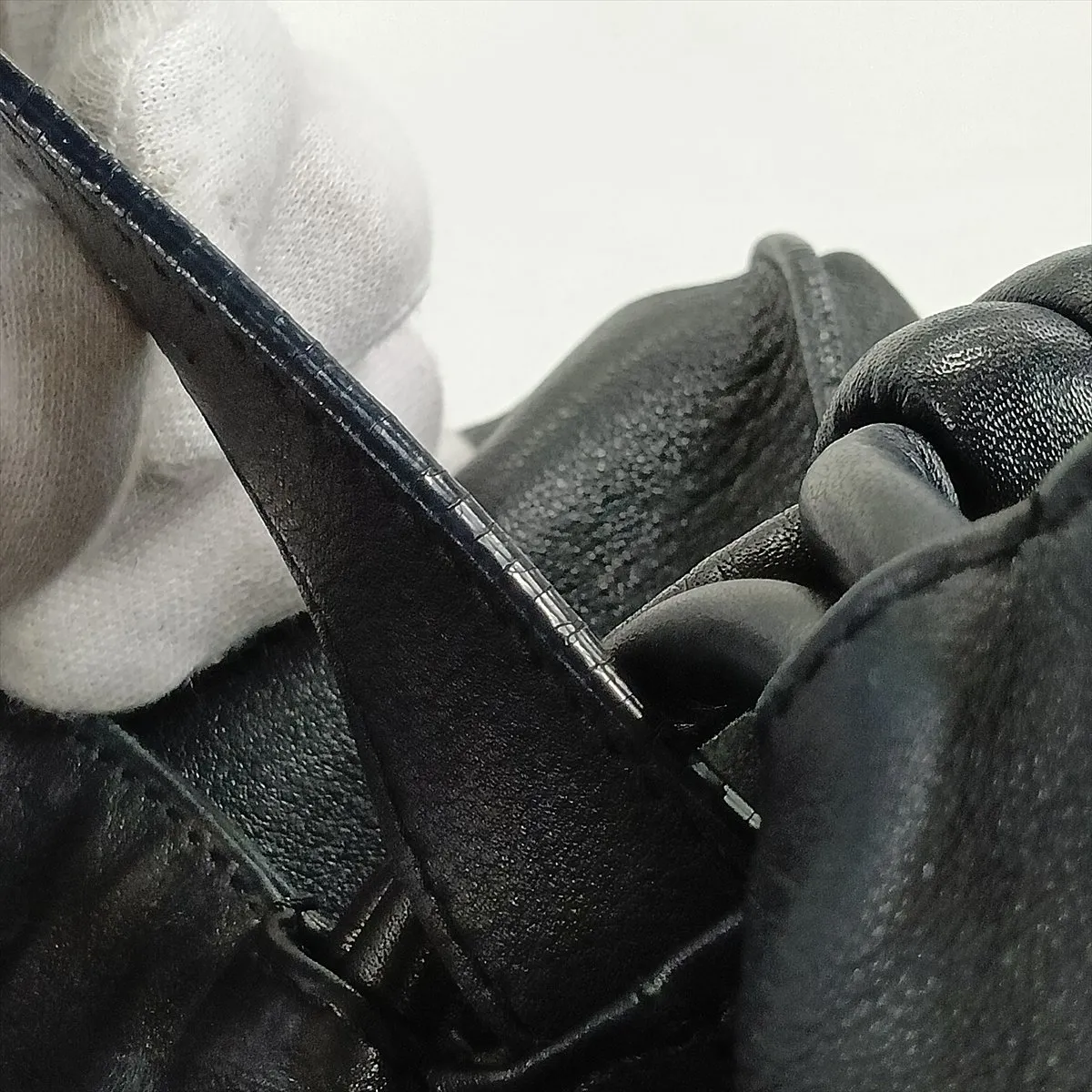 Flamenco Knot Leather Shoulder Bag, Black — view 13