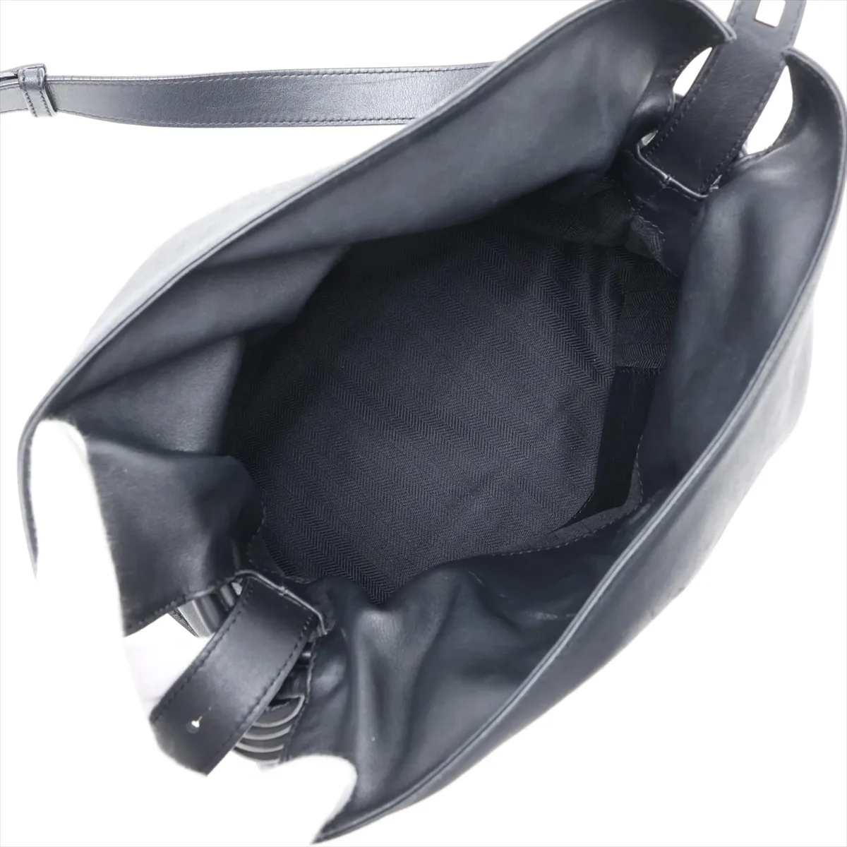 Flamenco Knot Leather Shoulder Bag, Black — view 6