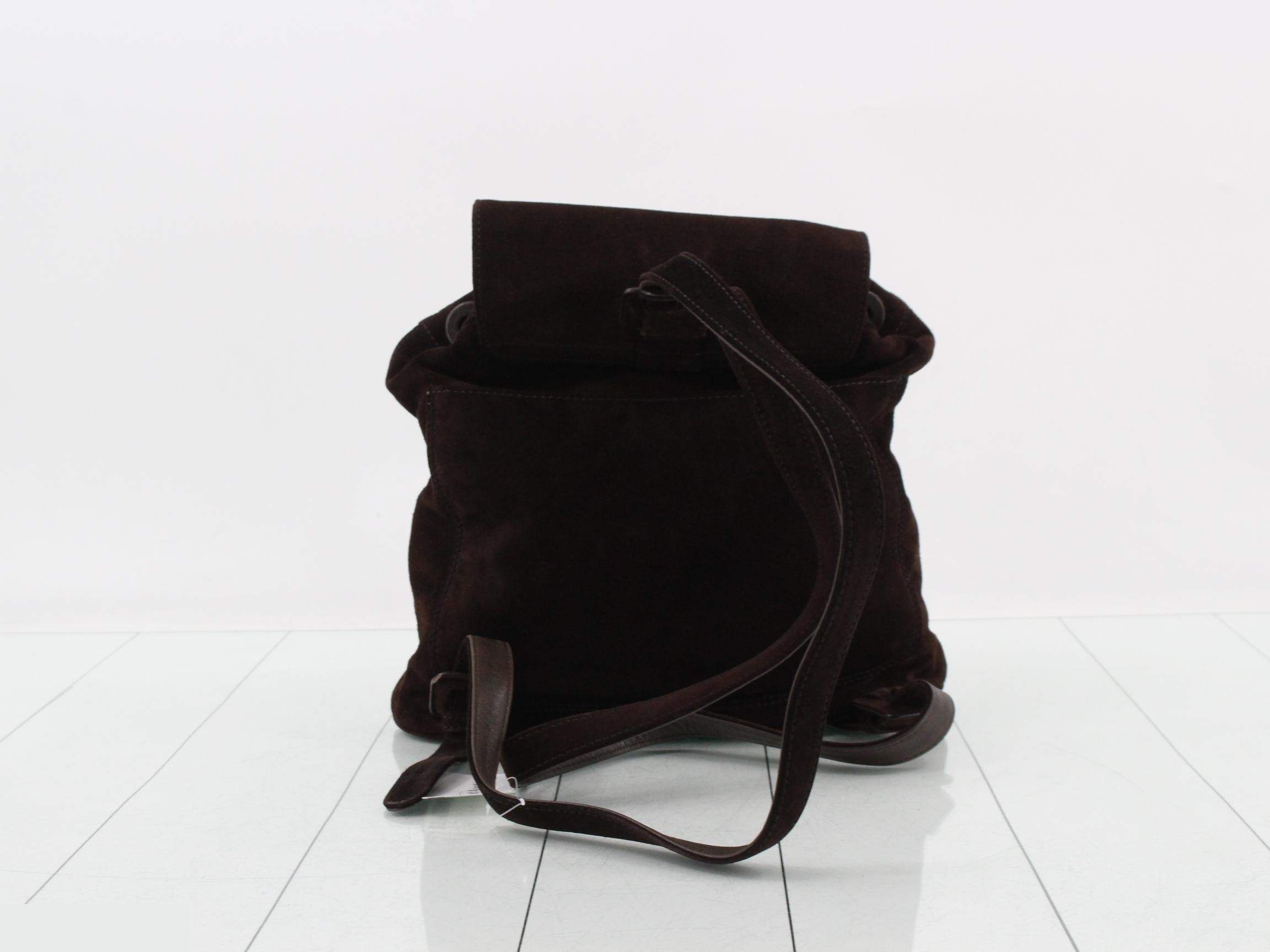 Suede (Bag) / Backpack with Stitch logo, Brown — view 2