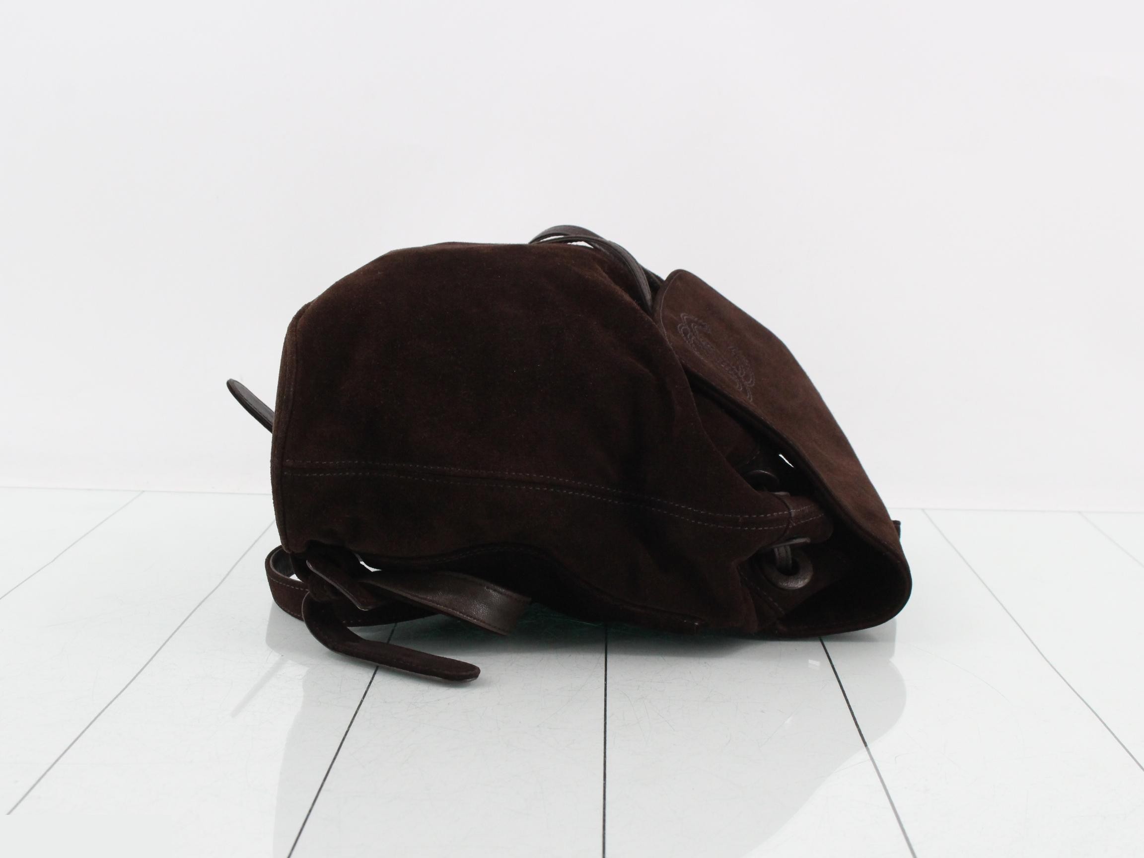 Suede (Bag) / Backpack with Stitch logo, Brown — view 3