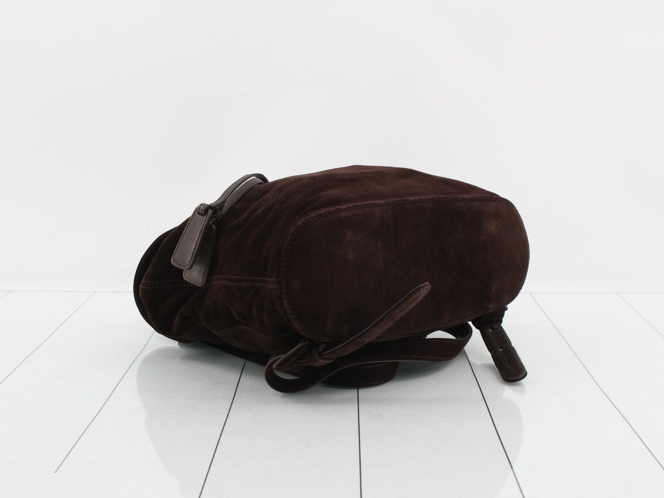 Suede (Bag) / Backpack with Stitch logo, Brown — view 5