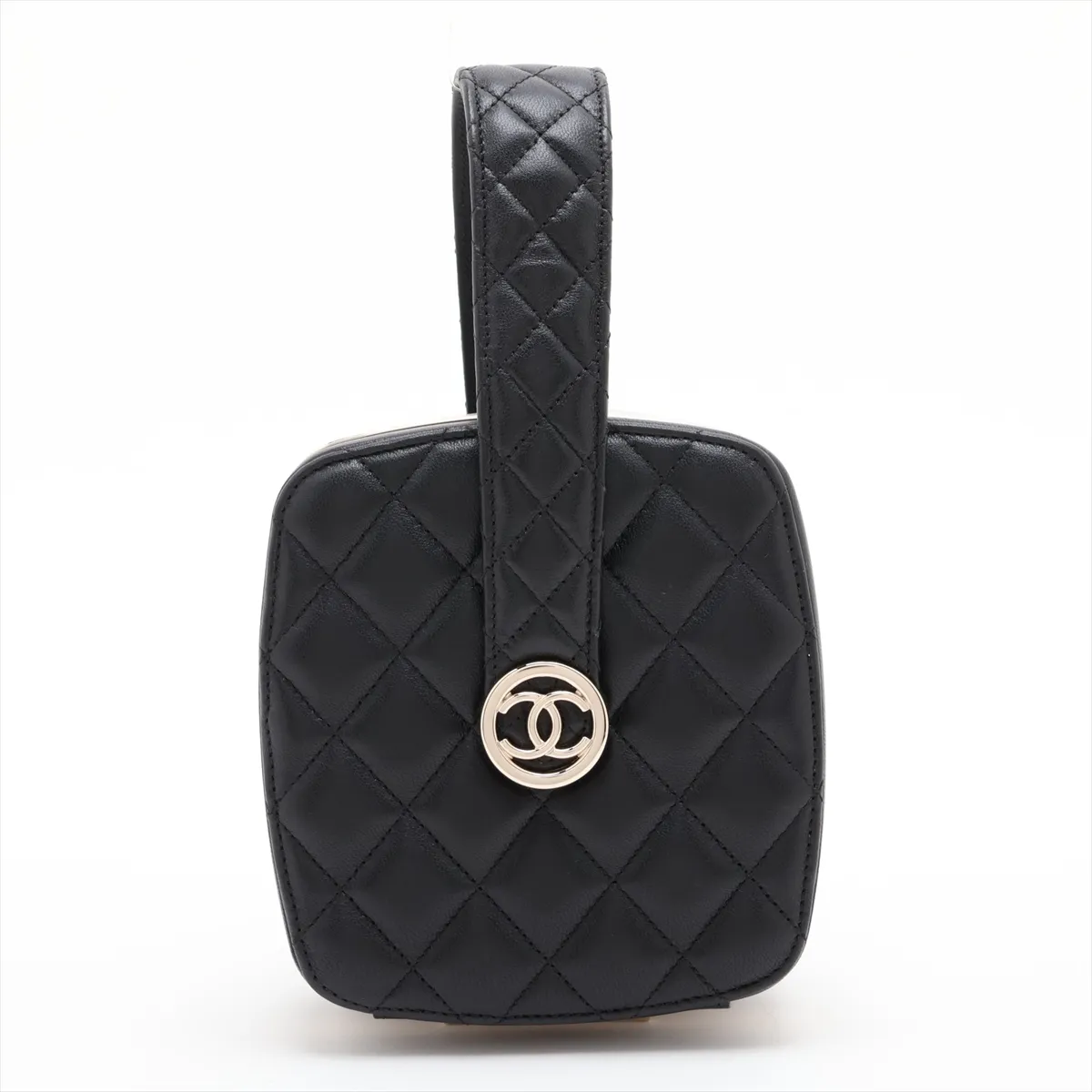 Matelassé Lambskin Vanity Bag, Black with Gold Hardware, 32085091 (Serial Number 32-series), with Mirror. — view 2