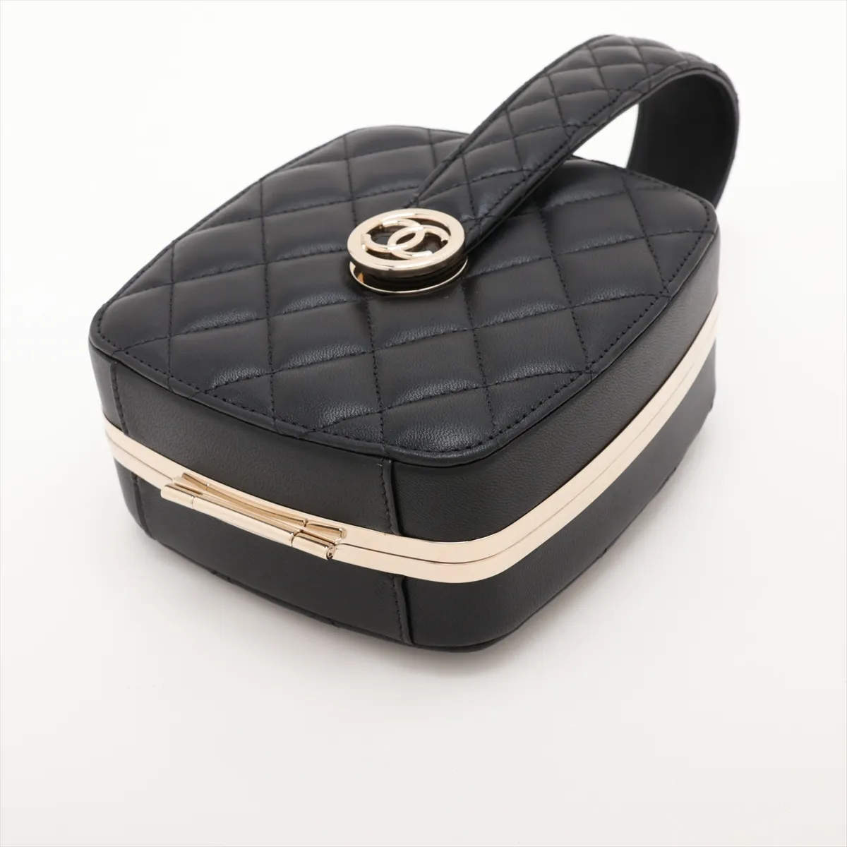Matelassé Lambskin Vanity Bag, Black with Gold Hardware, 32085091 (Serial Number 32-series), with Mirror. — view 3