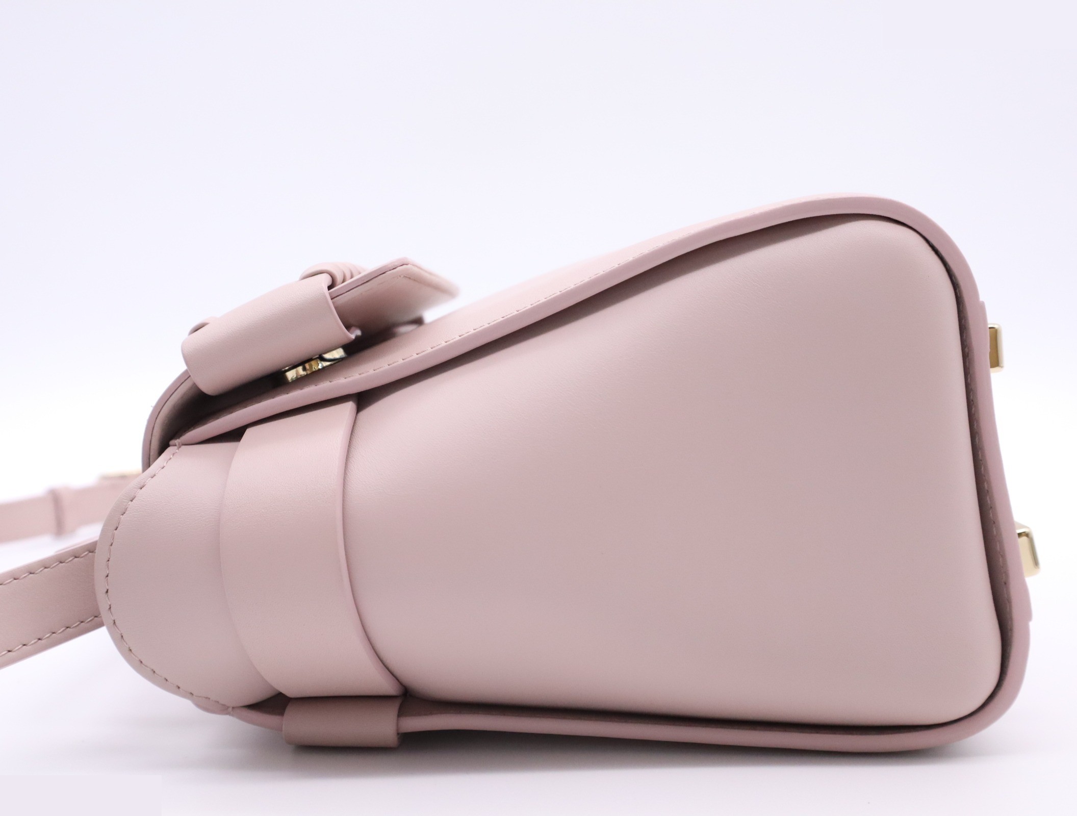 Leather Nacha Small Shoulder Bag, Pink — view 3