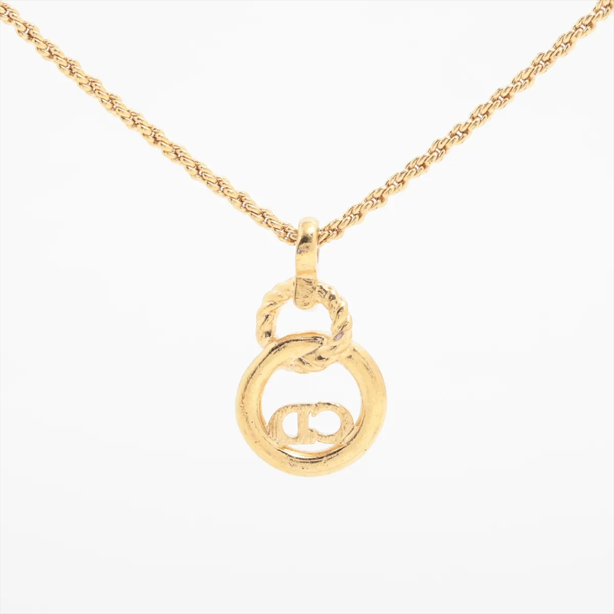 CD logo necklace, GP gold, dents, — view 2