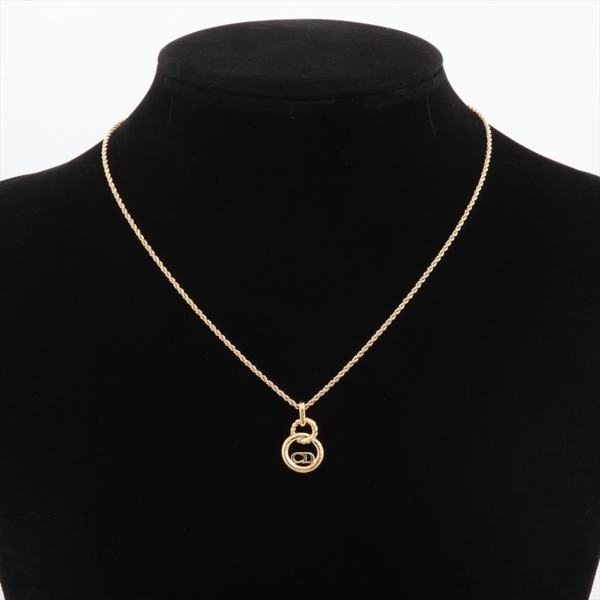 CD logo necklace, GP gold, dents, — view 5
