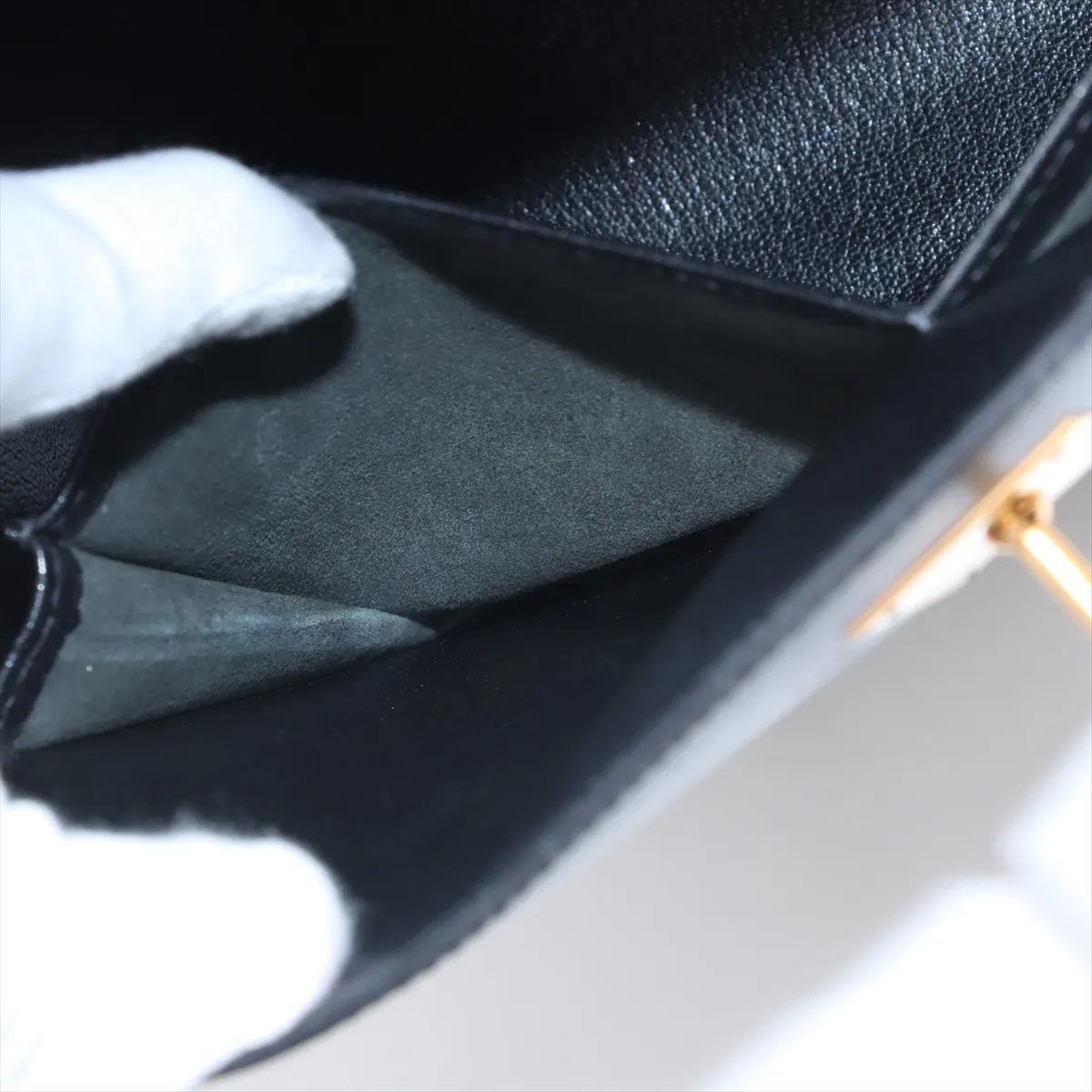 [Individually wrapped] Hermes Kelly 32 Serie Box Calf Black Gold Hardware F:2002 Cadena Unlock Hardened — view 11