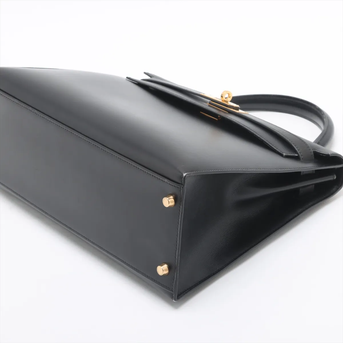 [Individually wrapped] Hermes Kelly 32 Serie Box Calf Black Gold Hardware F:2002 Cadena Unlock Hardened — view 3