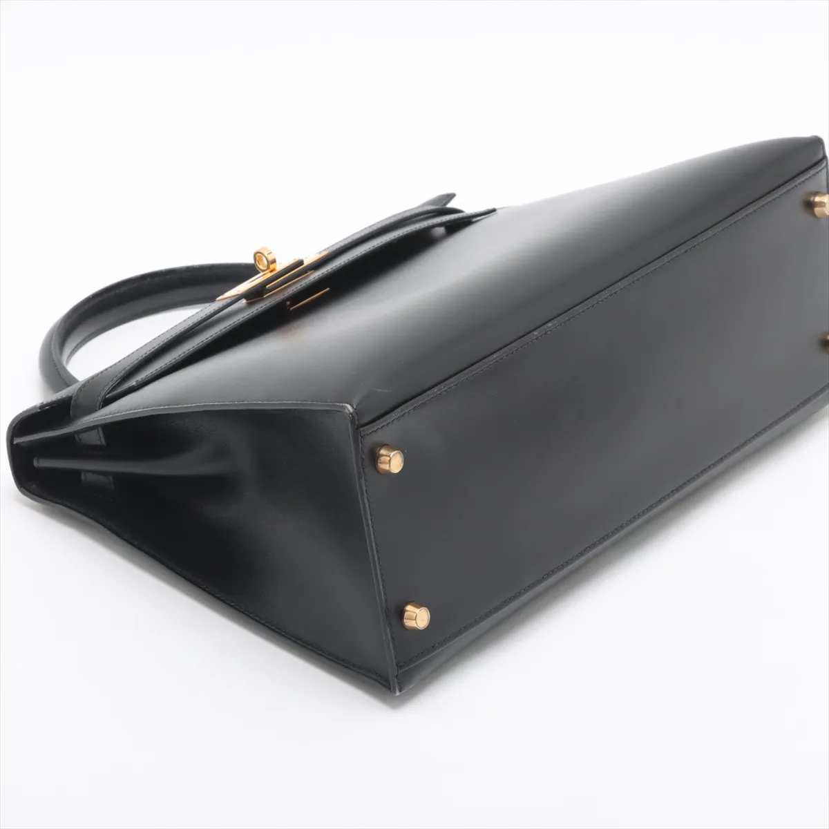 [Individually wrapped] Hermes Kelly 32 Serie Box Calf Black Gold Hardware F:2002 Cadena Unlock Hardened — view 4