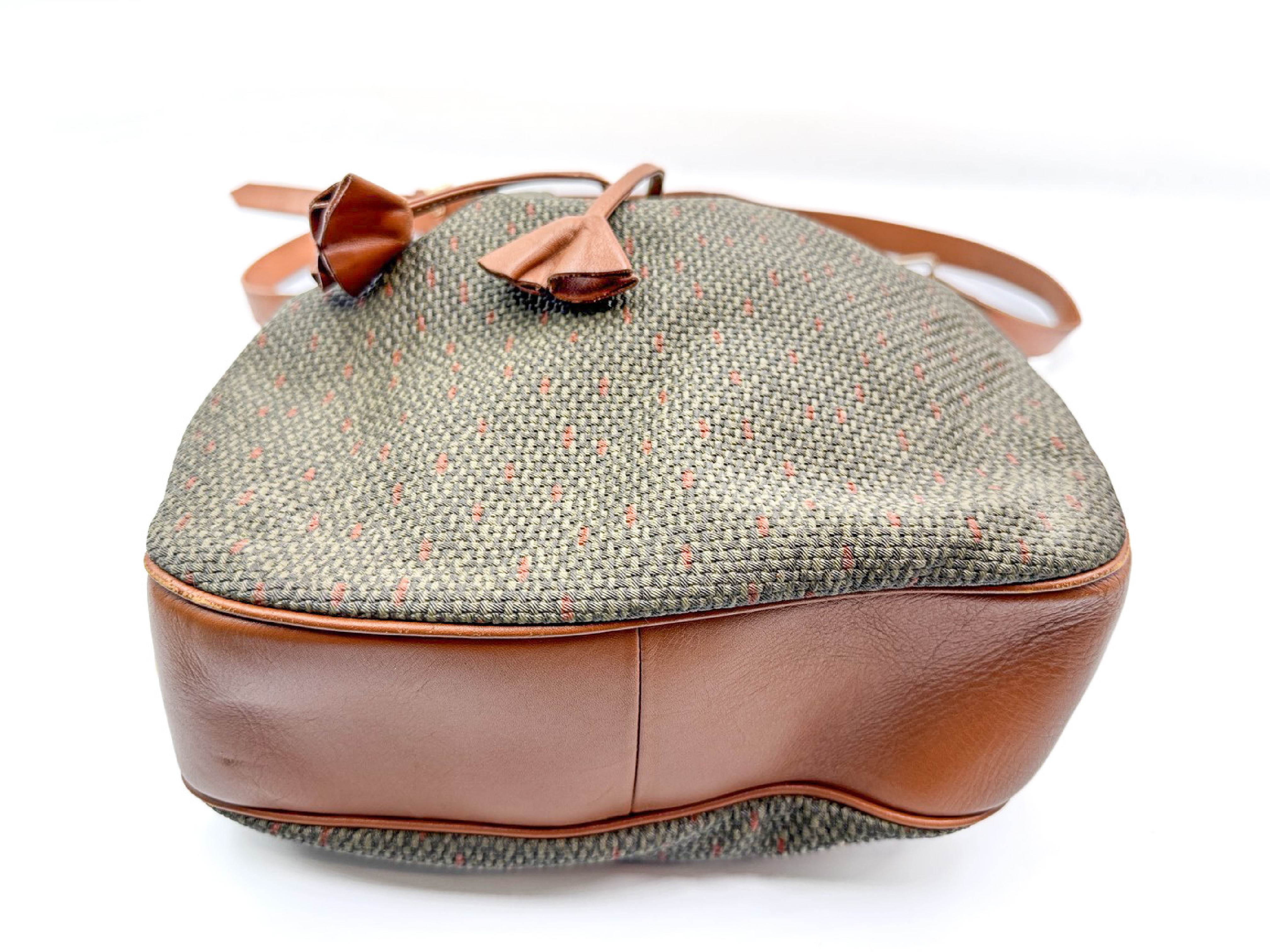 drawstring shoulder bag, perforated leather, gold hardware. — view 4