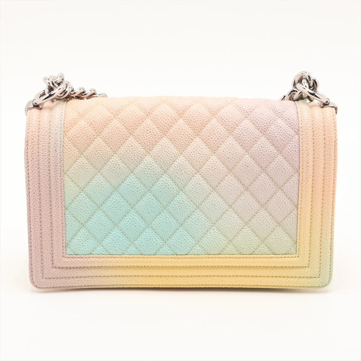 Boy Chanel 25 Caviar Skin Chain Shoulder Bag, Multicolor, Silver Hardware, 25339321, Serial Number 25-series, A67086 — view 2
