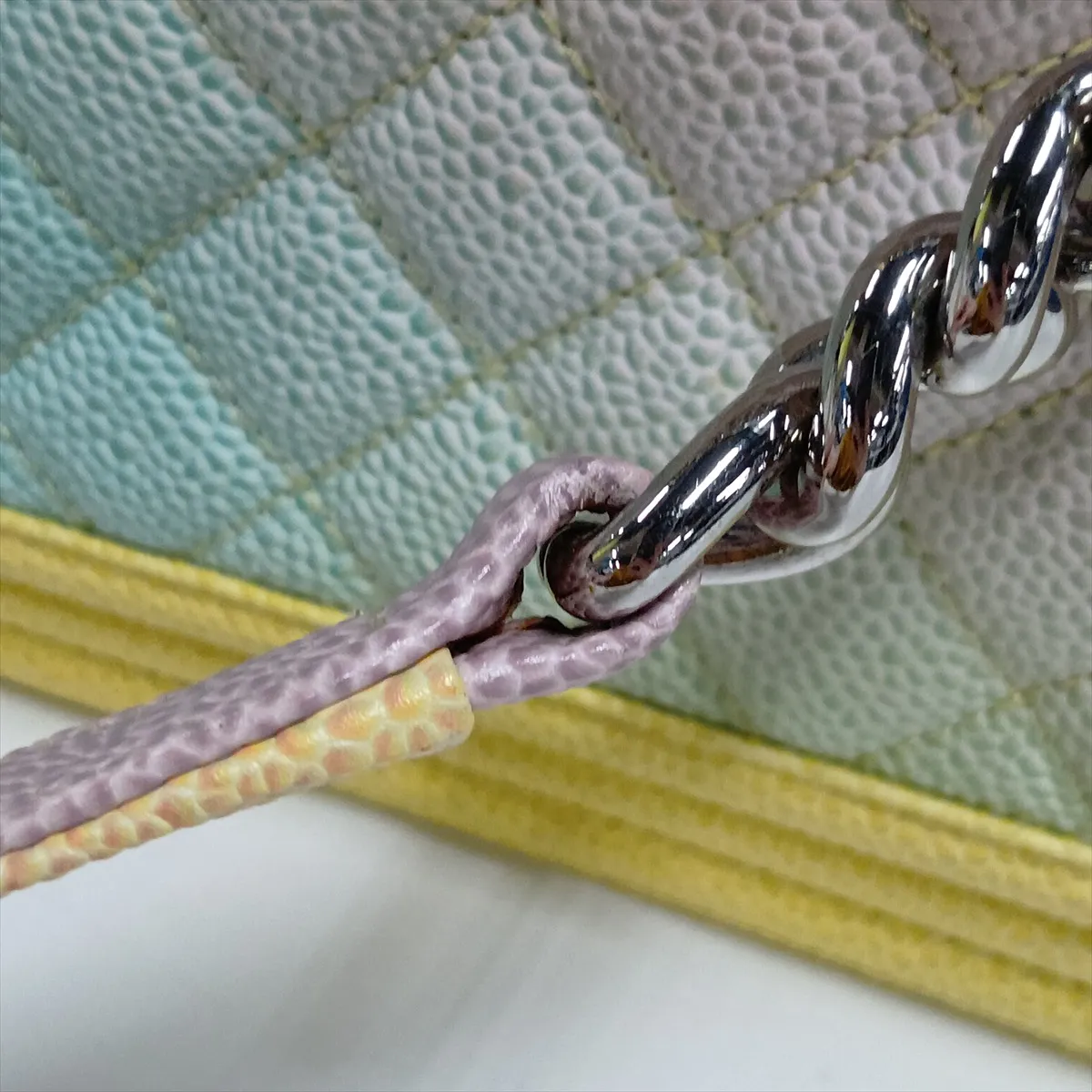 Boy Chanel 25 Caviar Skin Chain Shoulder Bag, Multicolor, Silver Hardware, 25339321, Serial Number 25-series, A67086 — view 12