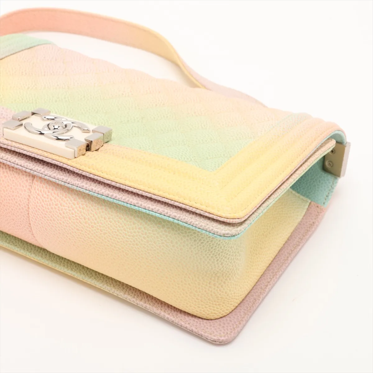 Boy Chanel 25 Caviar Skin Chain Shoulder Bag, Multicolor, Silver Hardware, 25339321, Serial Number 25-series, A67086 — view 3