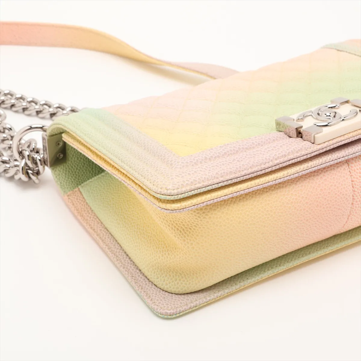 Boy Chanel 25 Caviar Skin Chain Shoulder Bag, Multicolor, Silver Hardware, 25339321, Serial Number 25-series, A67086 — view 4