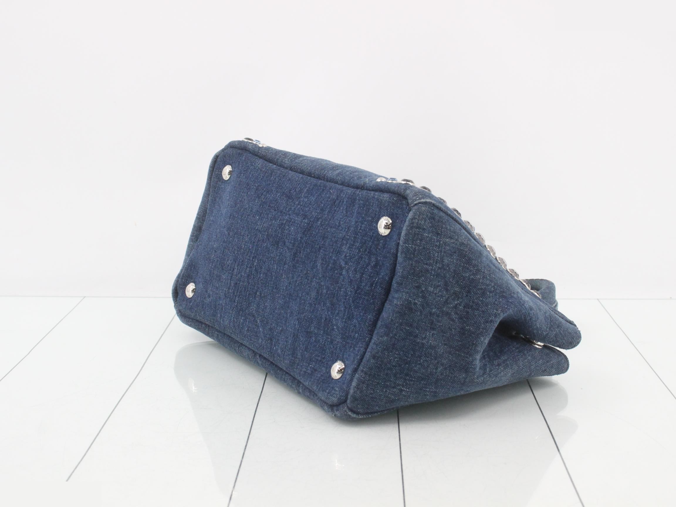 Canapa tote bag, denim, rhinestones, studs — view 6