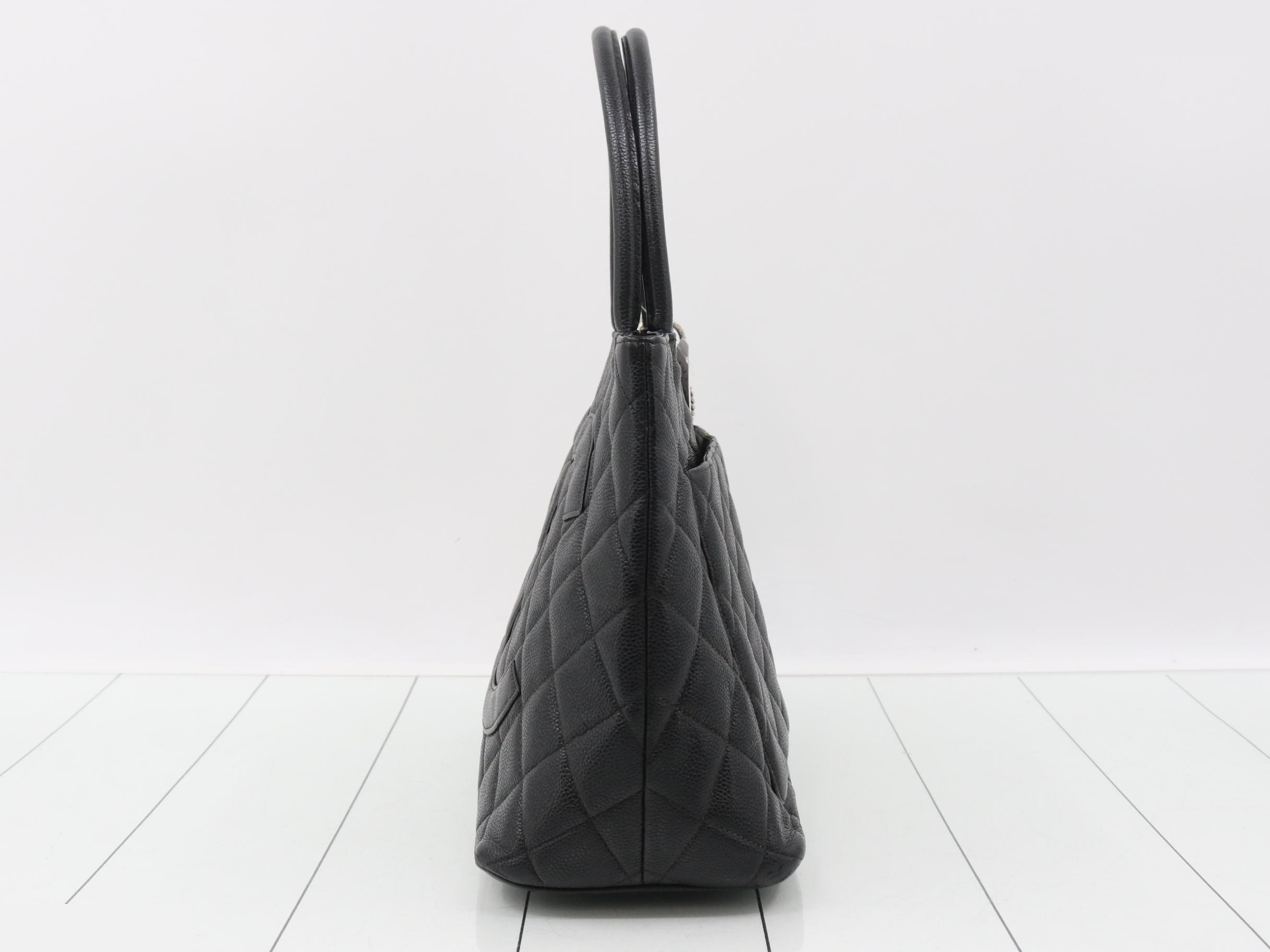 Caviar skin reissue tote bag with silver hardware — view 3