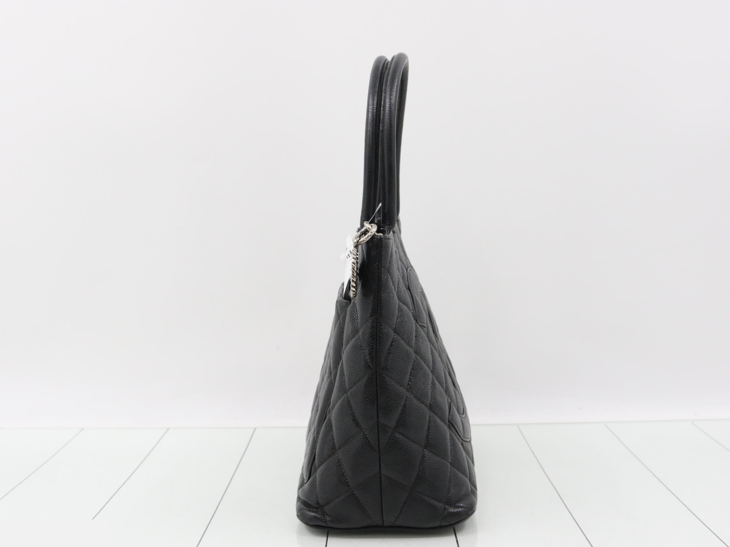 Caviar skin reissue tote bag with silver hardware — view 4