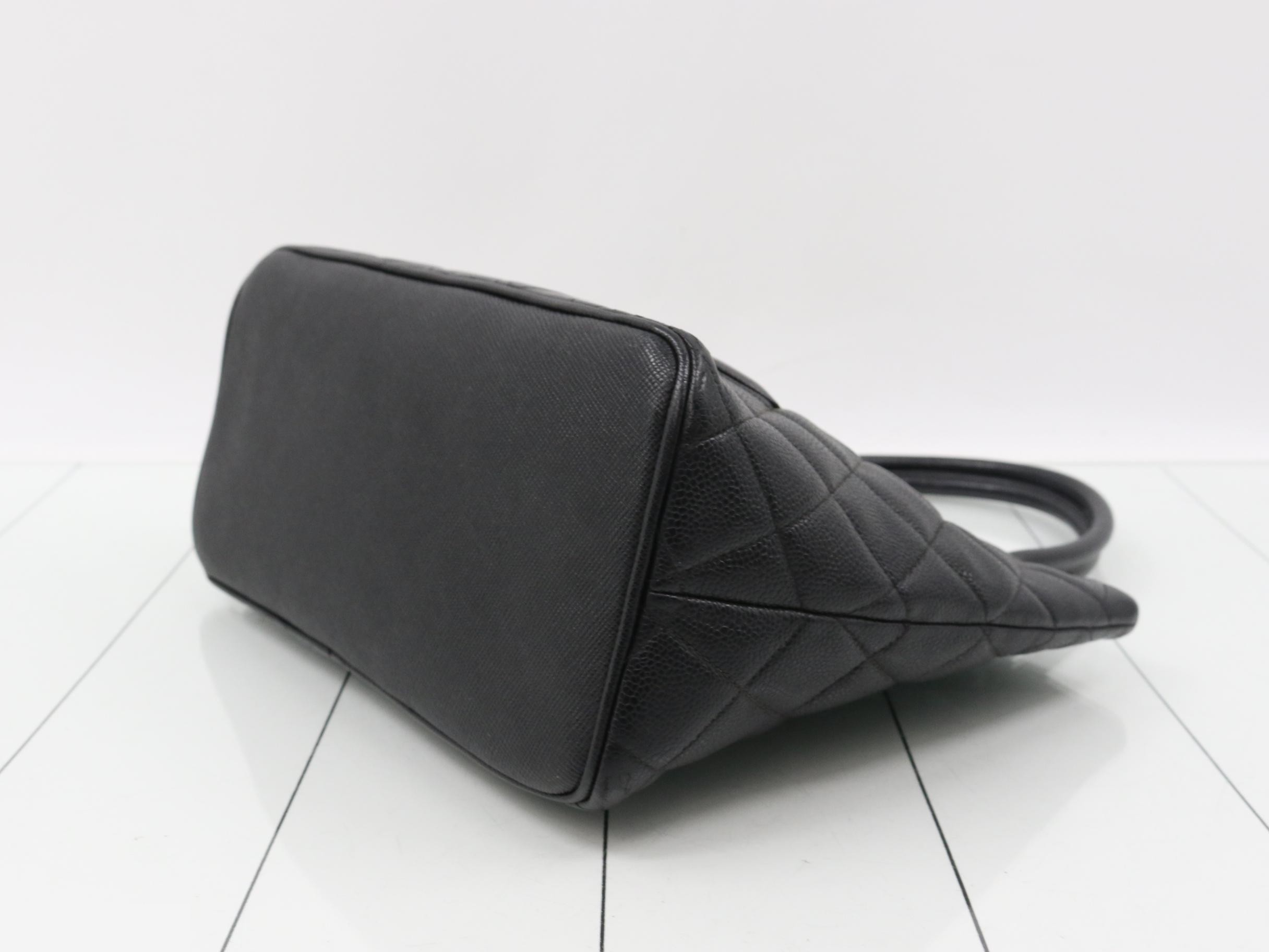 Caviar skin reissue tote bag with silver hardware — view 6