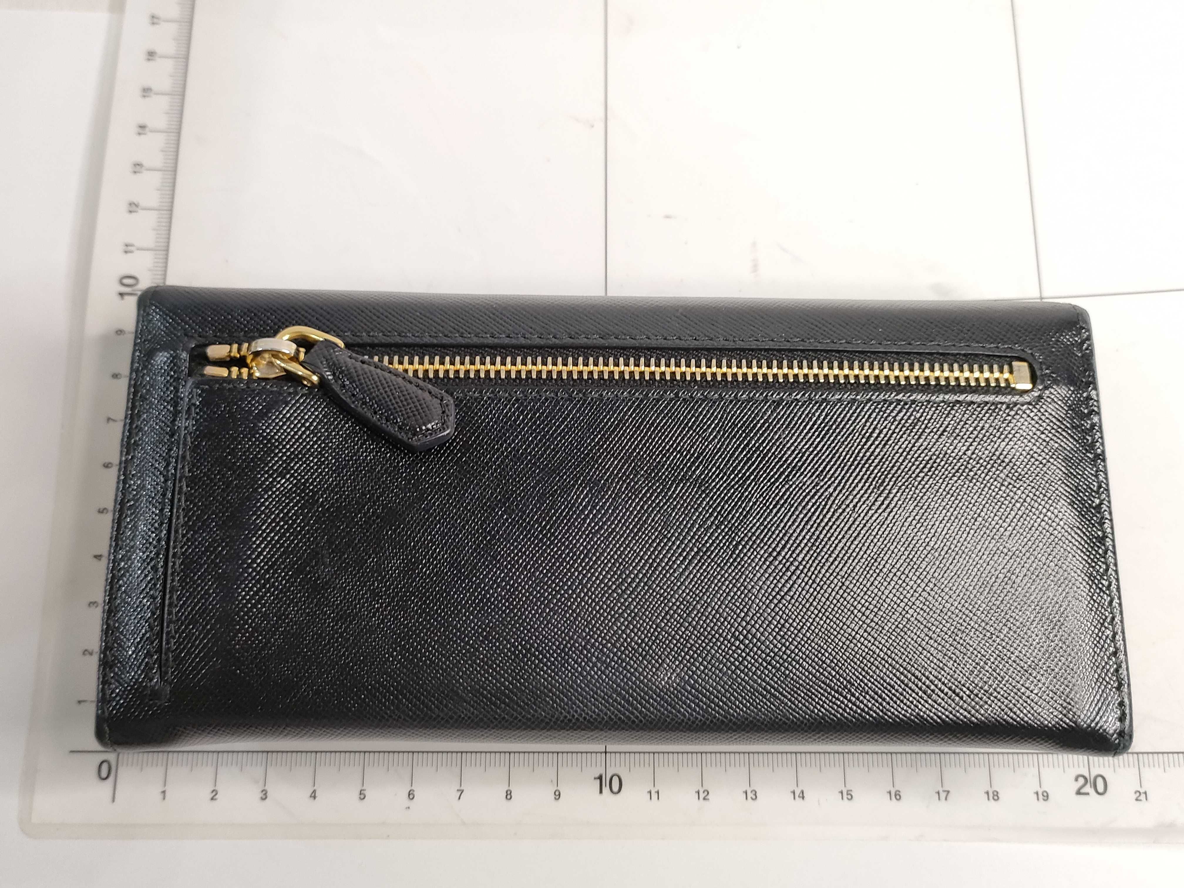 Ribbon-detailed Bi-fold Long Wallet, Saffiano Leather, 1M1132 — view 2