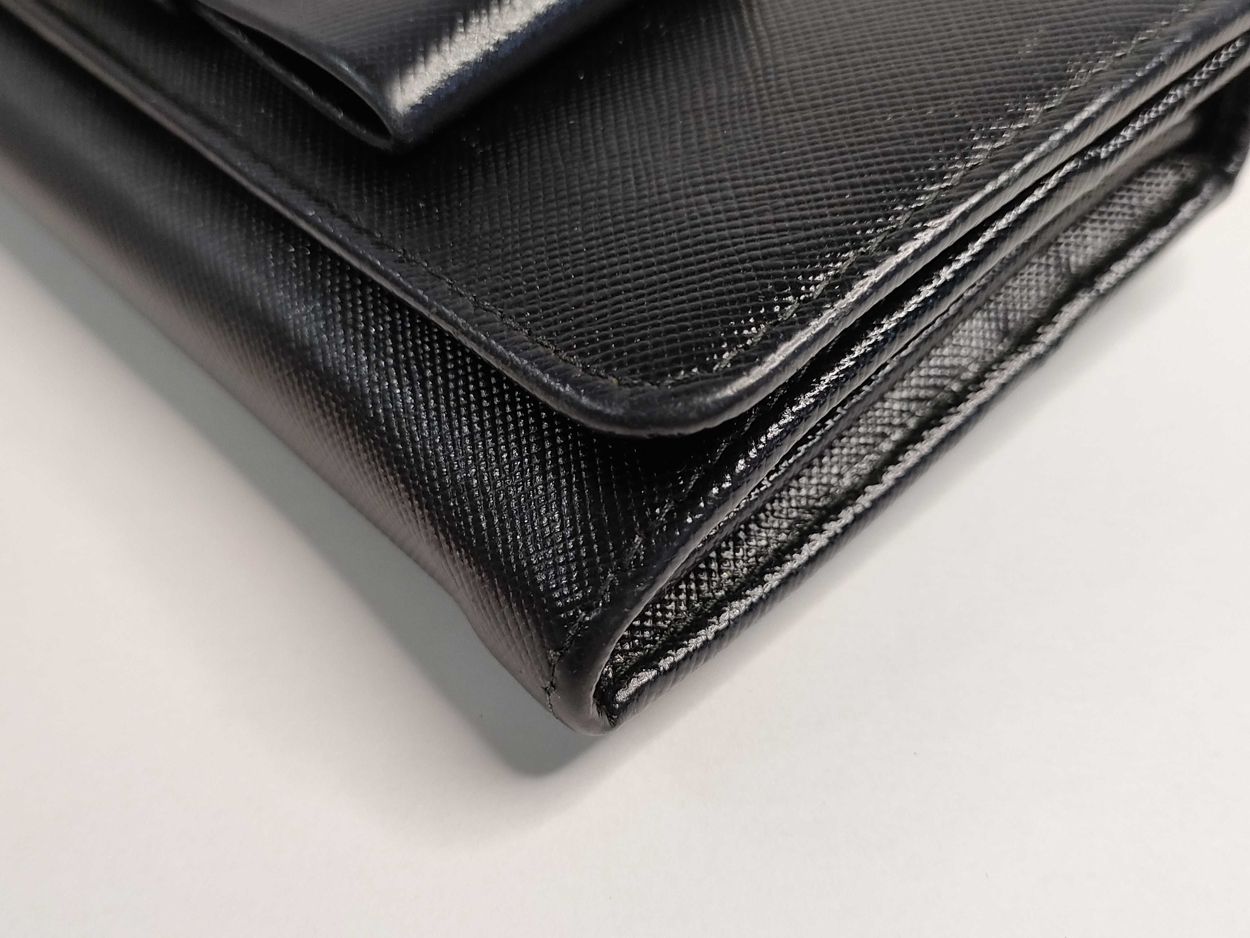 Ribbon-detailed Bi-fold Long Wallet, Saffiano Leather, 1M1132 — view 3