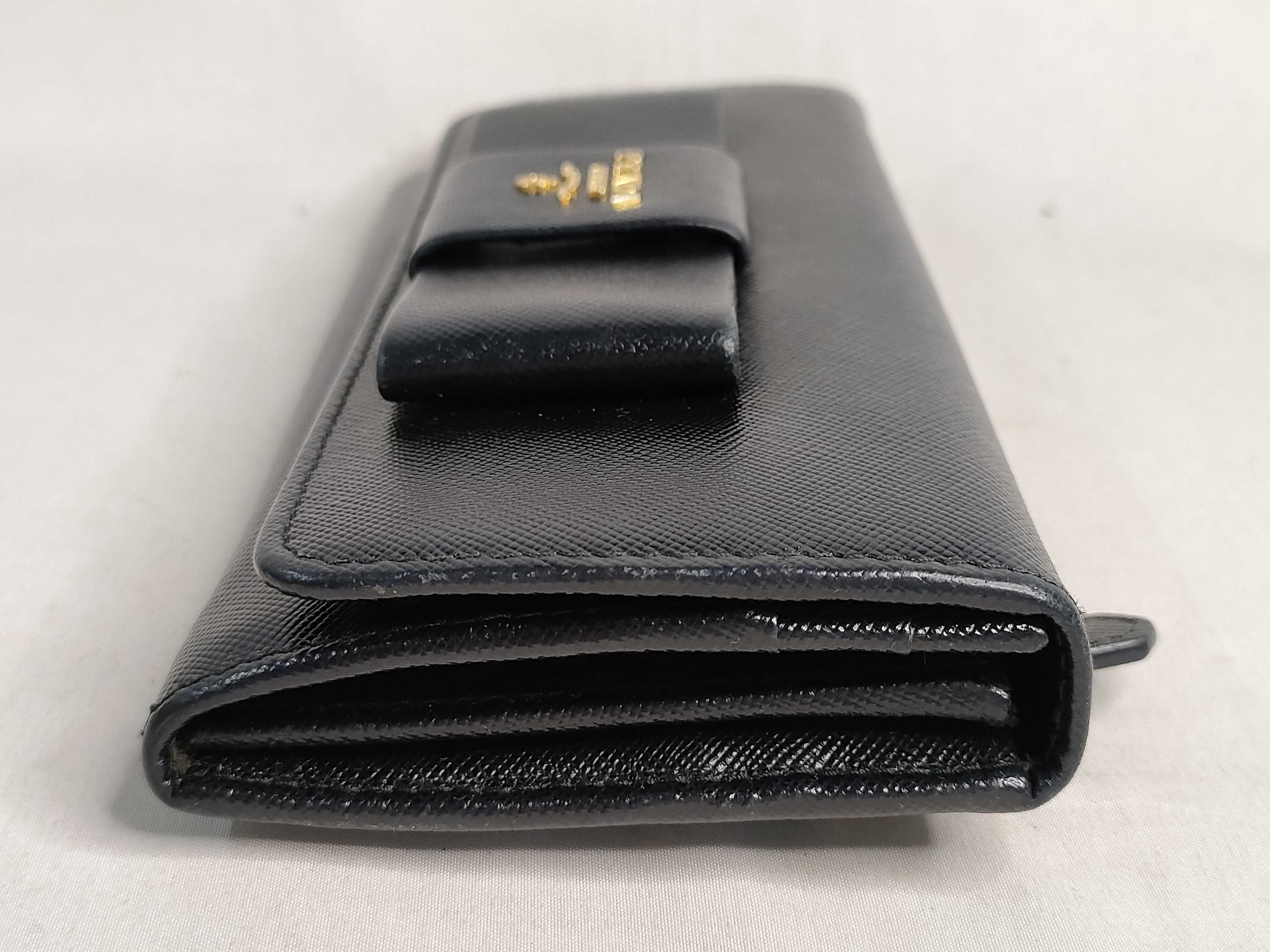 Ribbon-detailed Bi-fold Long Wallet, Saffiano Leather, 1M1132 — view 5