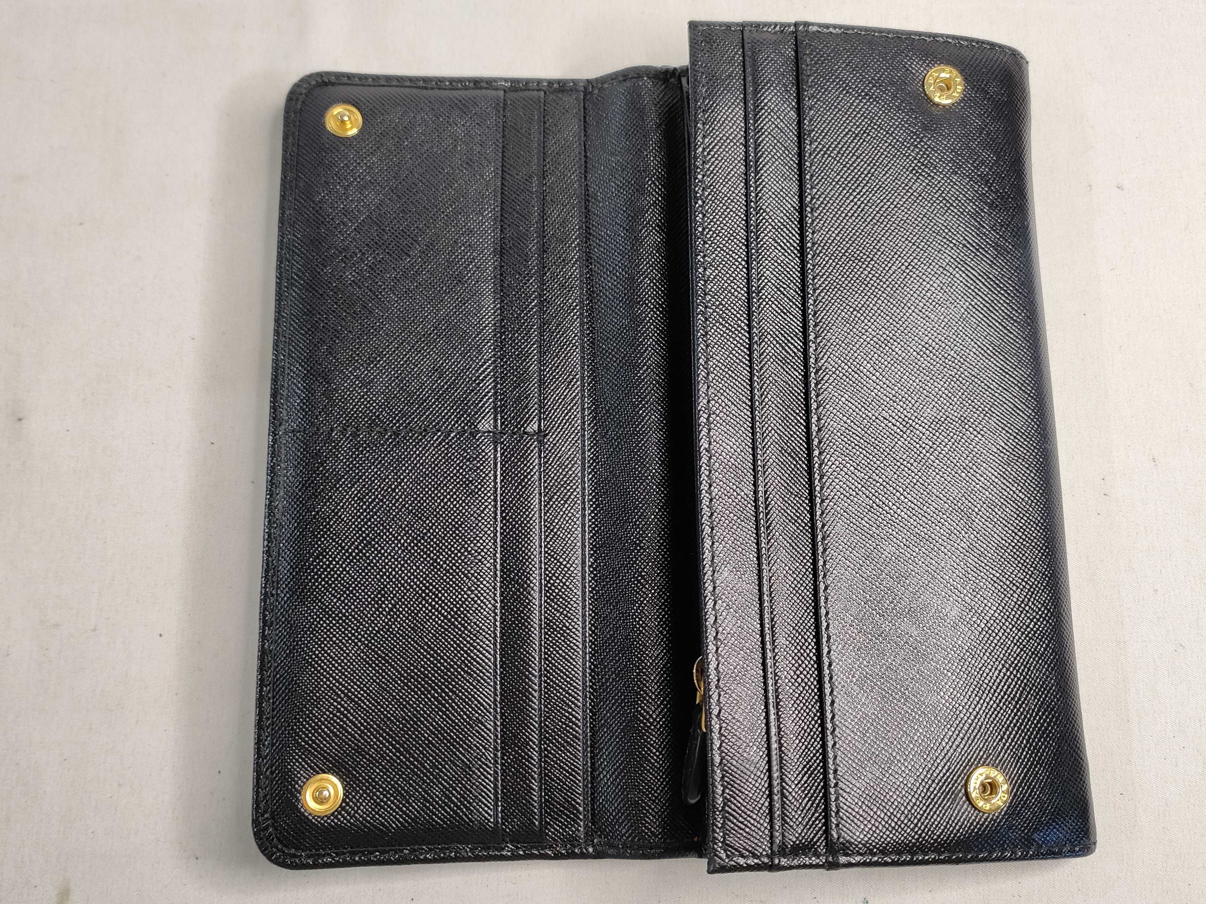 Ribbon-detailed Bi-fold Long Wallet, Saffiano Leather, 1M1132 — view 8